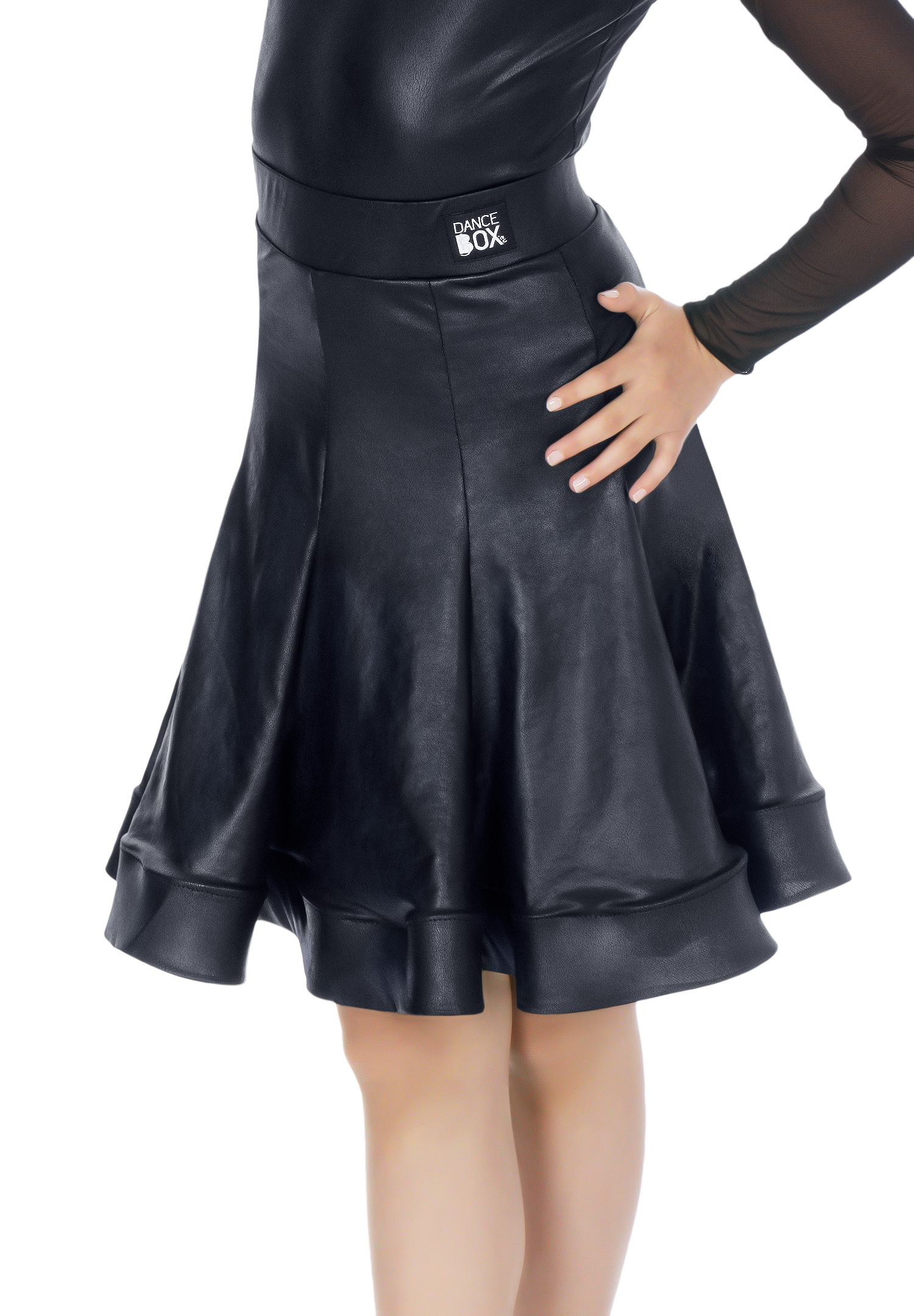 Dance Box Juvenile Gwen Soft Leather Latin Skirt G20120017-01 Black