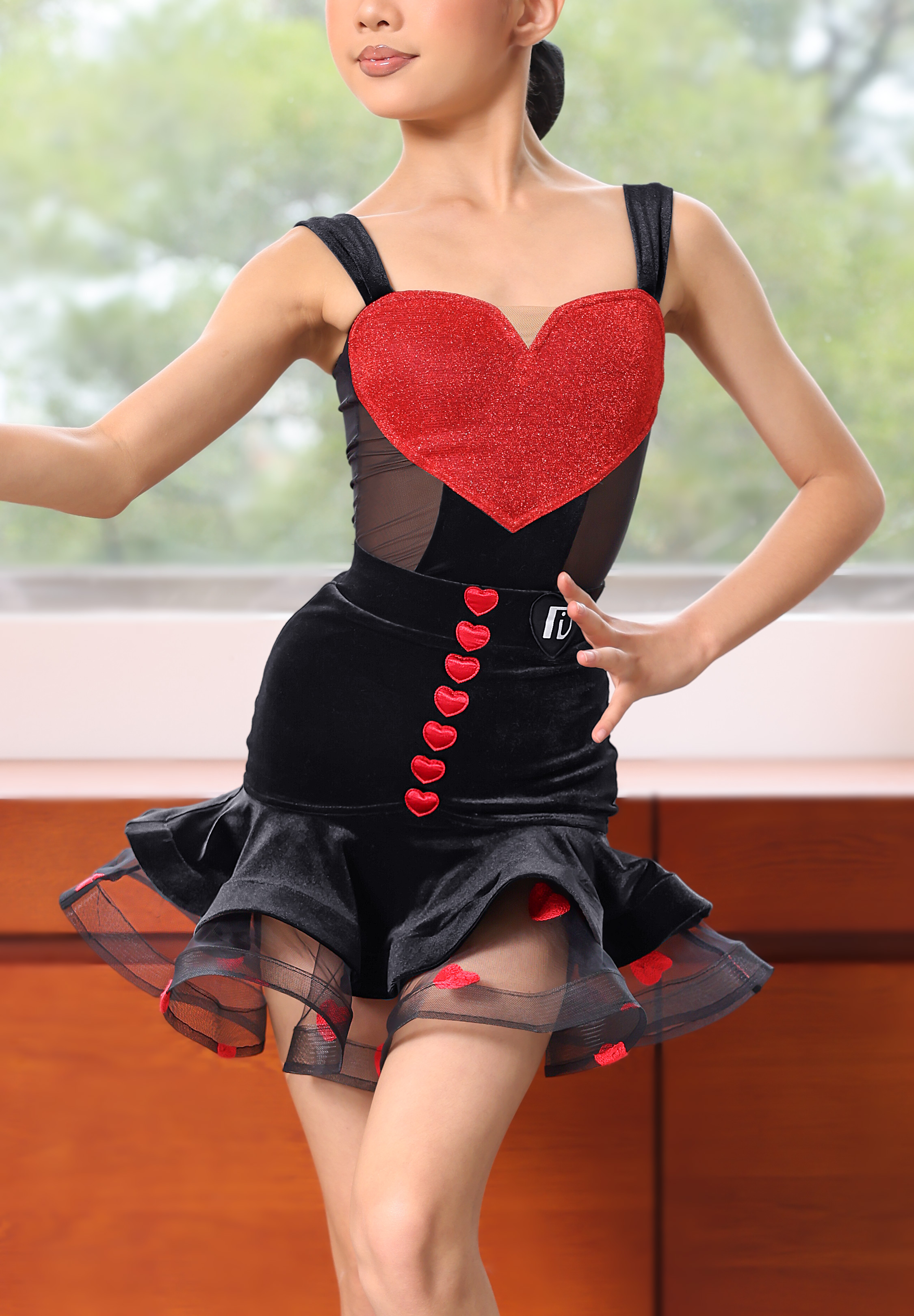 TID Midnight Sweetheart Girls Dance Set CL2428-Red/Black