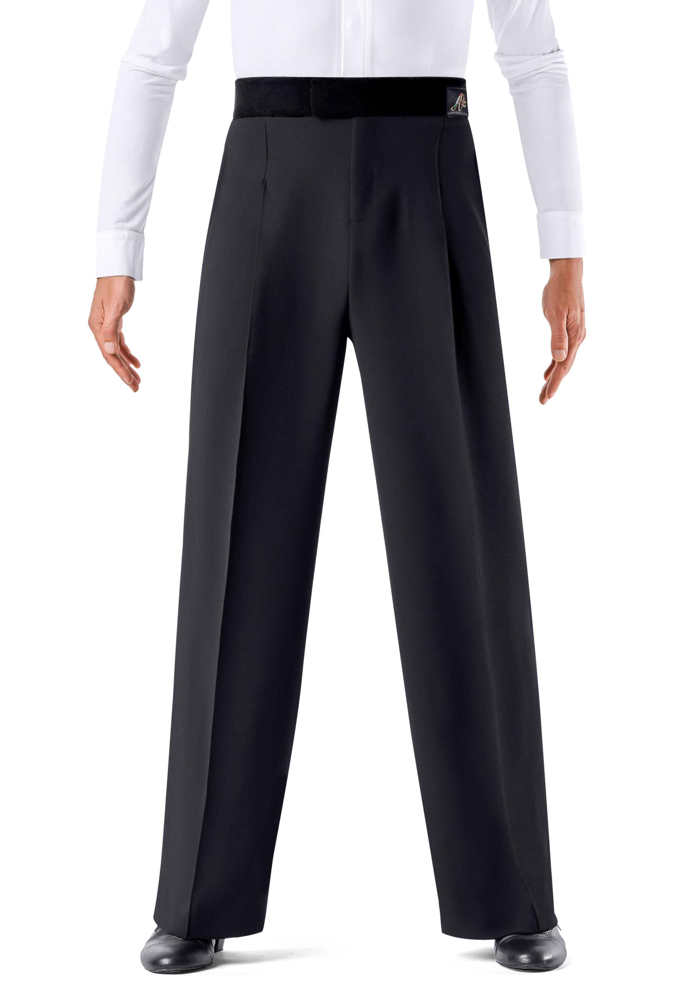 Armando Mens Velvet Trim Trousers w/ Pleats & Pockets 00017-Black