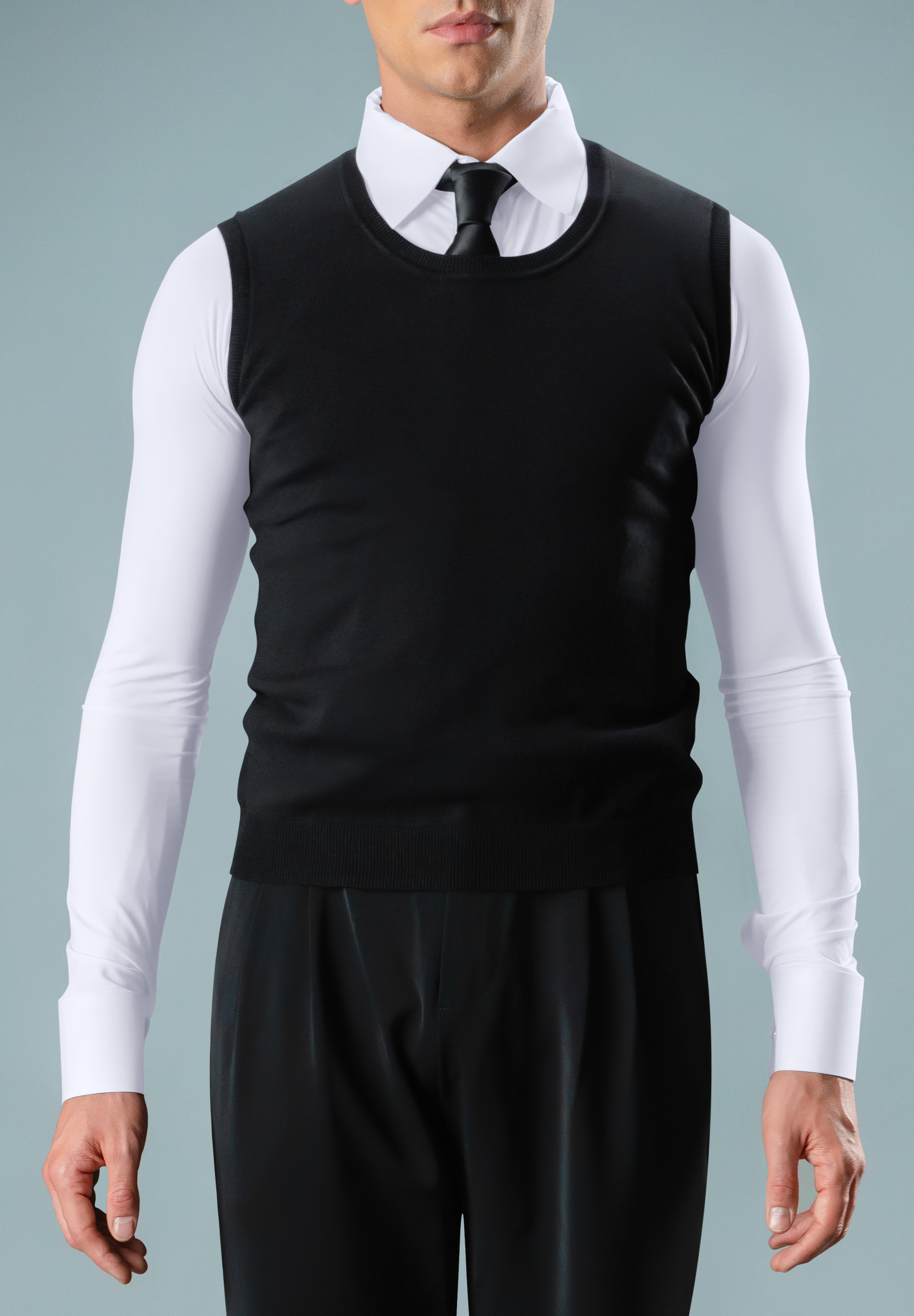 Chrisanne Clover Mens Round Neck Vest-Black