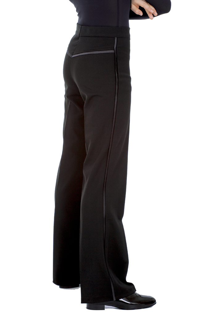DSI Mens Gabardine Latin Dance Pants w/ Satin Binding & Satin Yoke 4003-Black