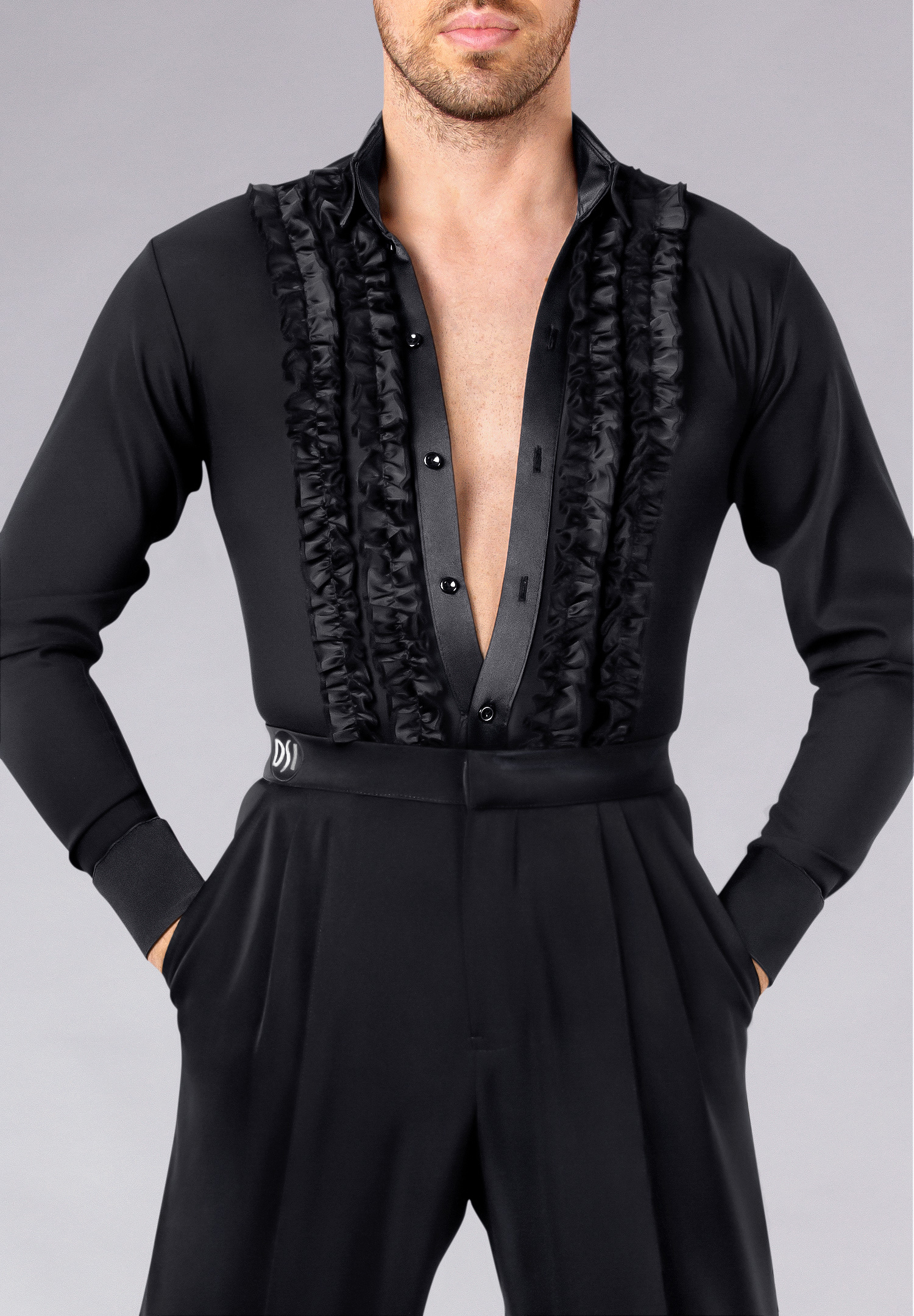 DSI Mens Nolan Latin Dancing Shirt 4044-Black