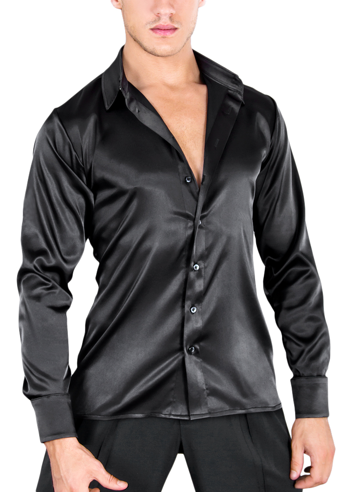 DSI Mens Outside Satin Latin Shirt 4026-Black