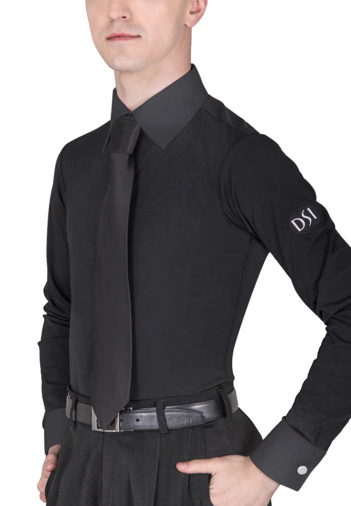 DSI Mens Ballroom Practice Shirt-Black 4098