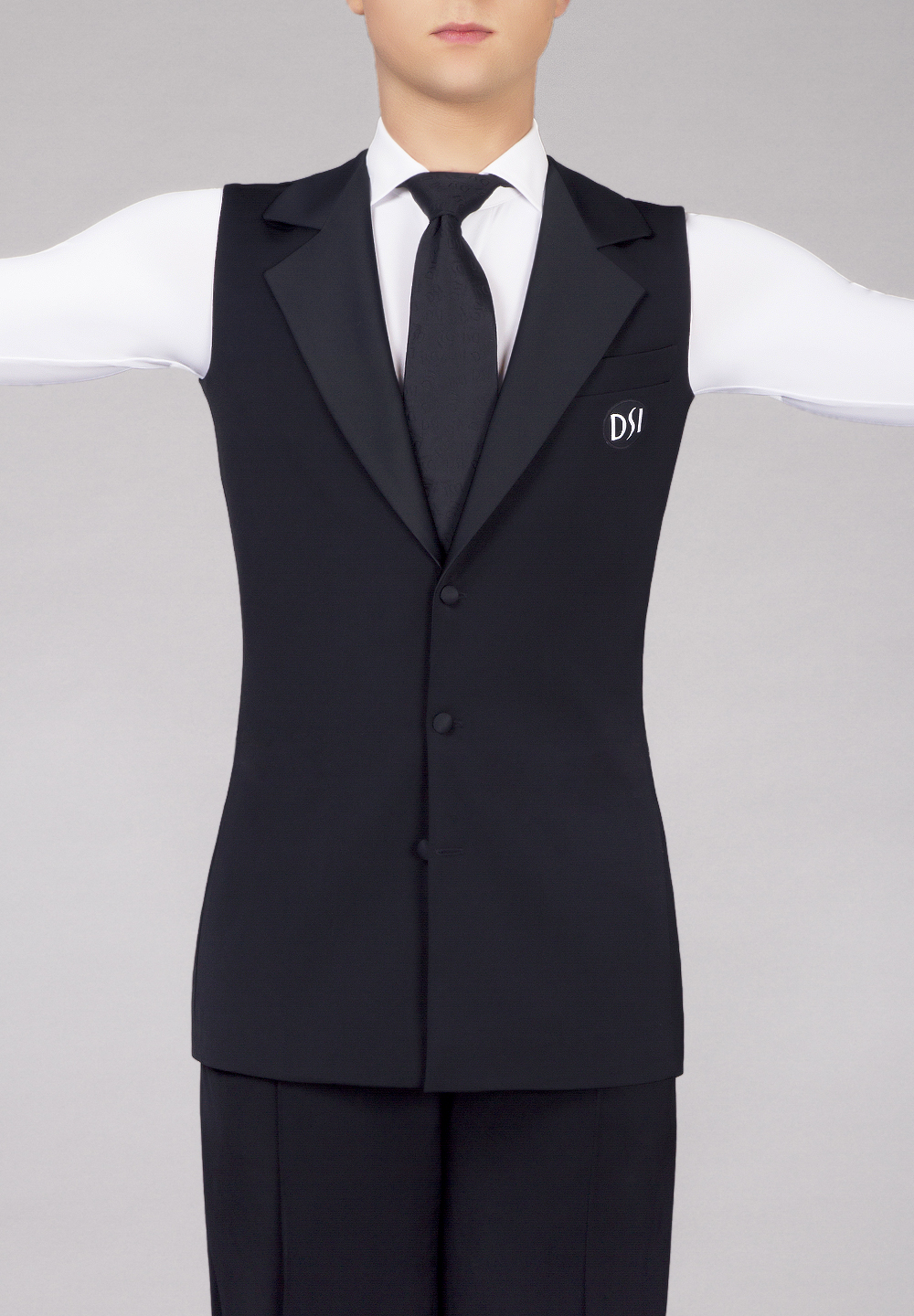 DSI Mens Longline Ballroom Waistcoat 4015-Black