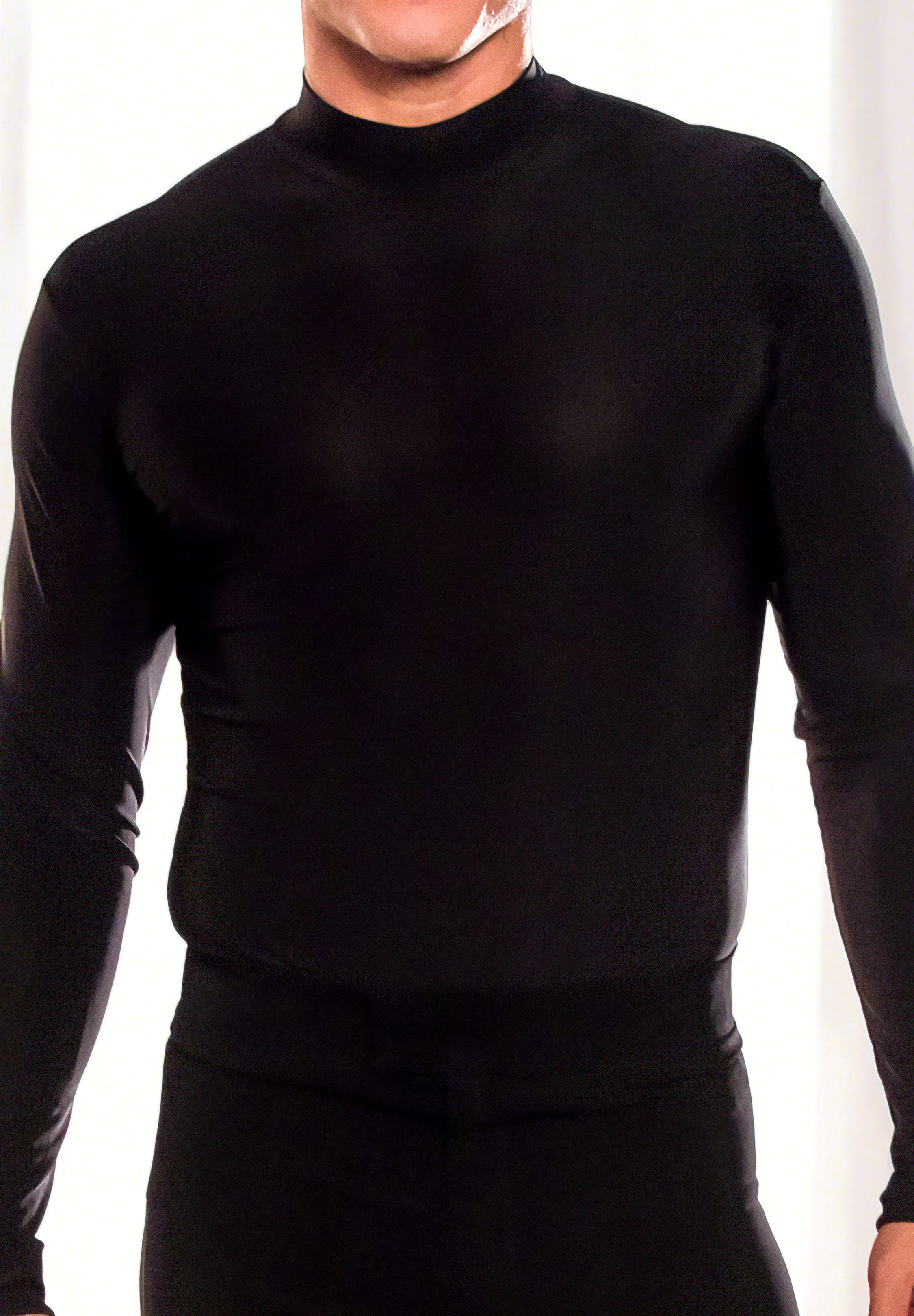 Dance America Mens Simple Turtleneck Latin Dance Shirt MS6-Black