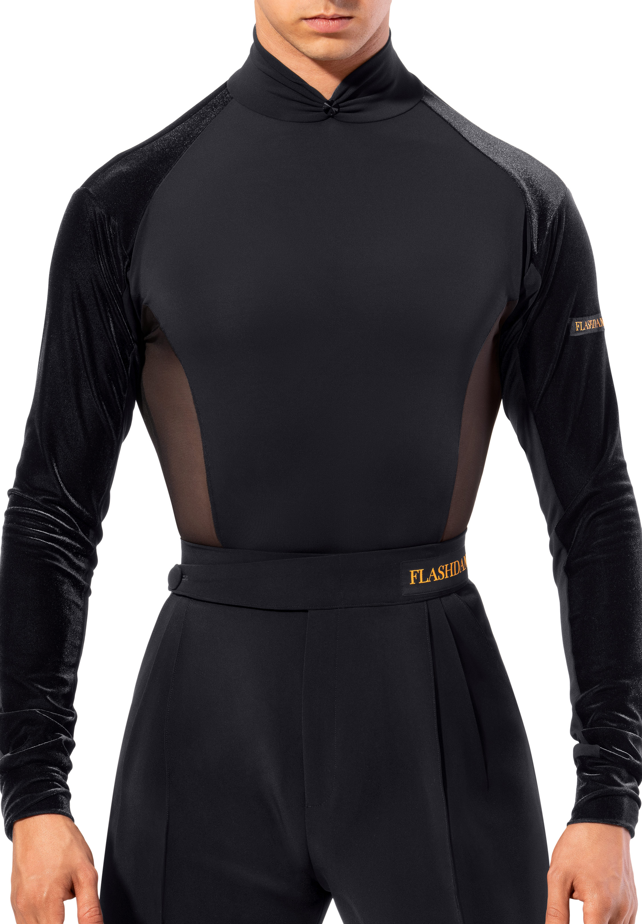 Flashdance Mens Latin Performance Shirt UOMO 1095-Black