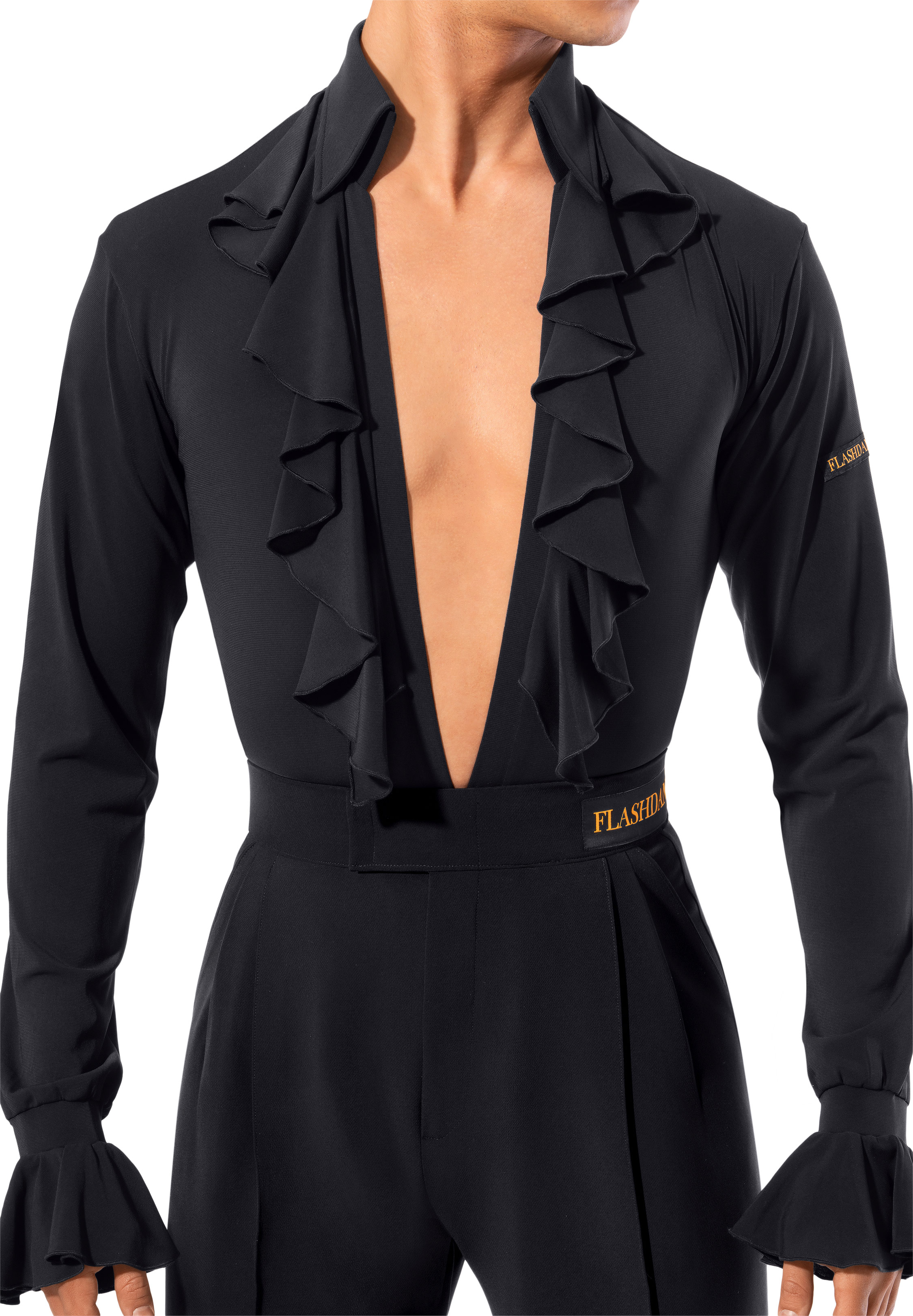 Flashdance Mens Latin Performance Shirt UOMO 1106-Black