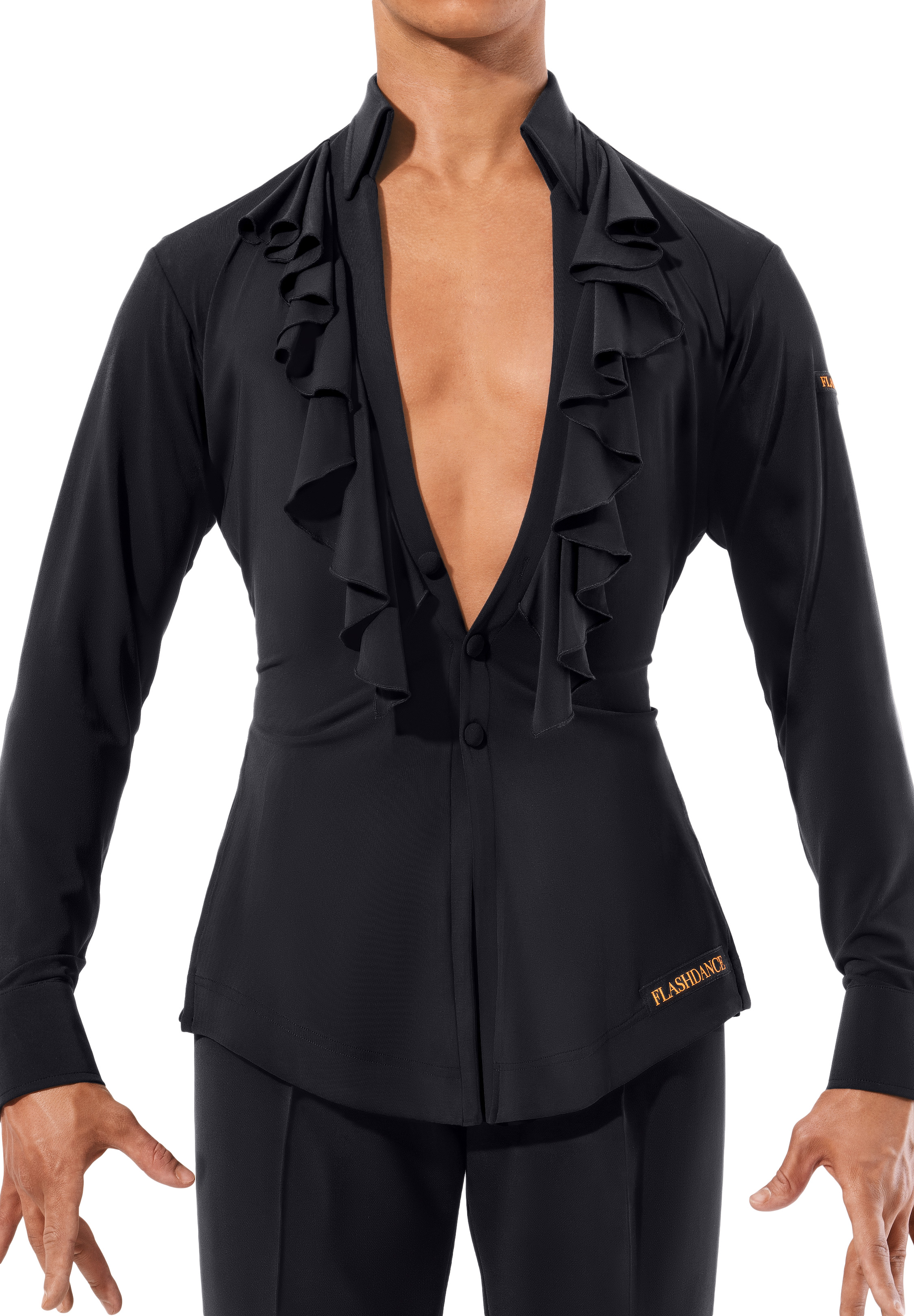 Flashdance Mens Latin Performance Shirt UOMO 1110-Black