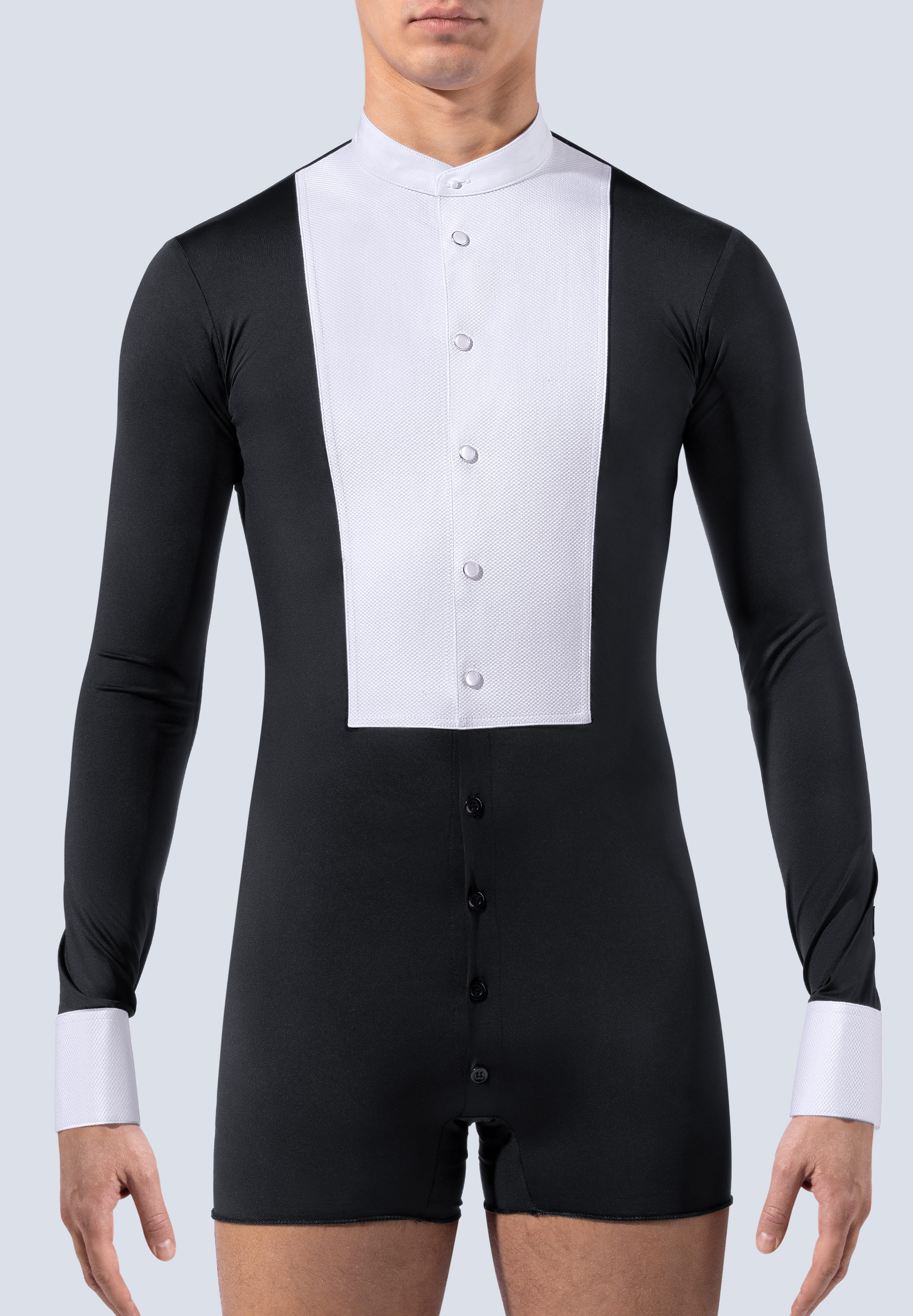 RS Atelier Mens Nero Easy Button Stretch Ballroom Shirt-Black