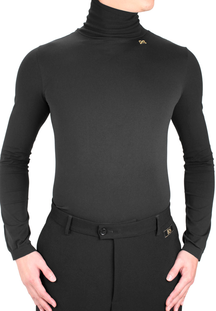 RS Atelier Mens William Turtle Neck Latin Shirt-Black
