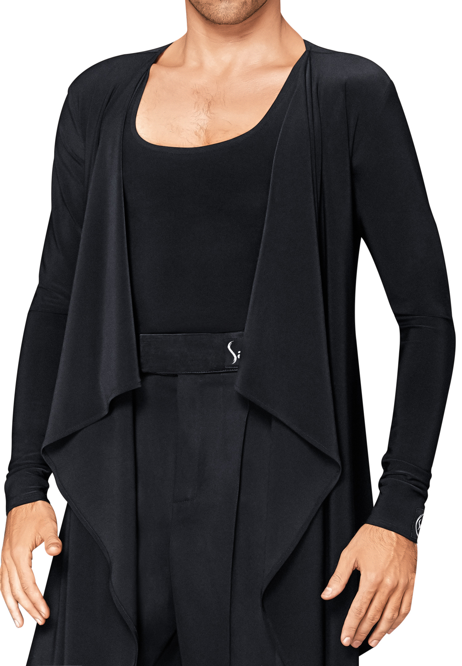 Sasuel Mens Latin Cardigan Set Dante-Black Crepe