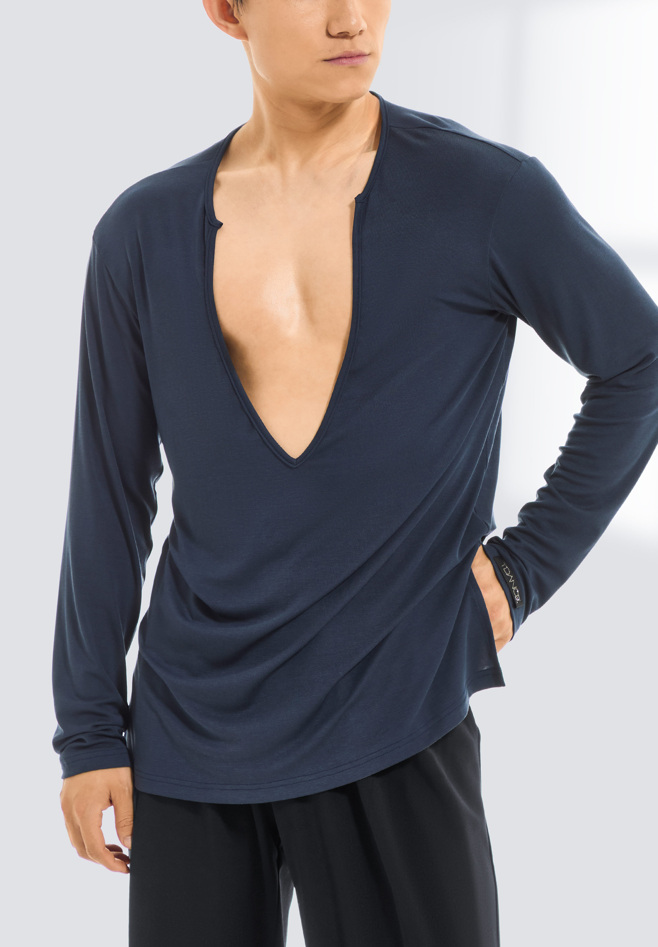 TDANCE Men’s V-neck Split Side Top BS-0046-Navy