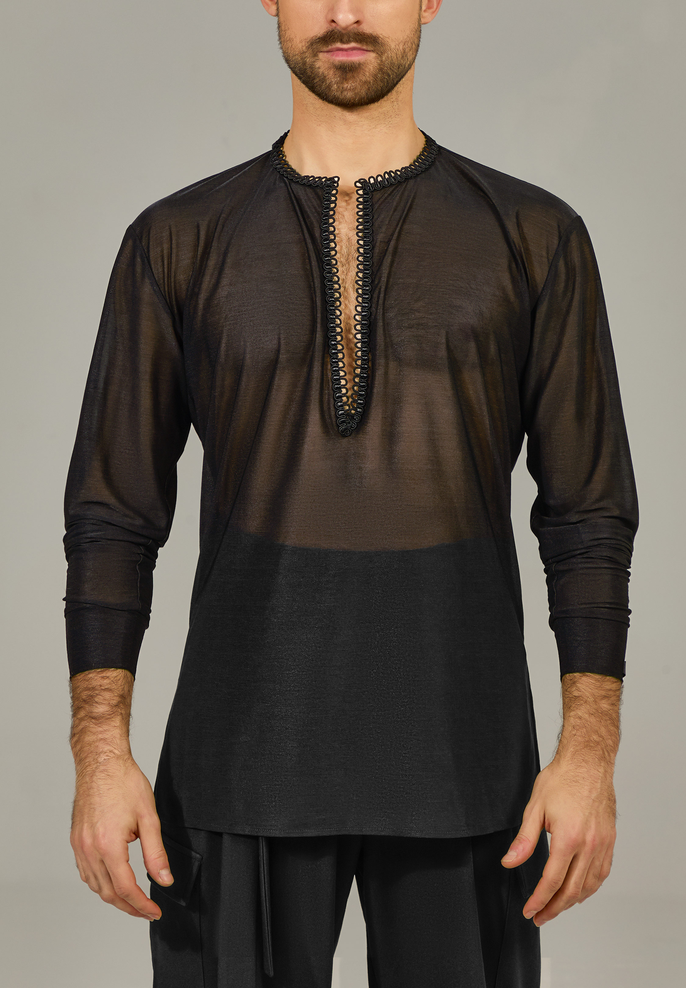 TDANCE Sheer Loop Neck Top BS-0053-Black