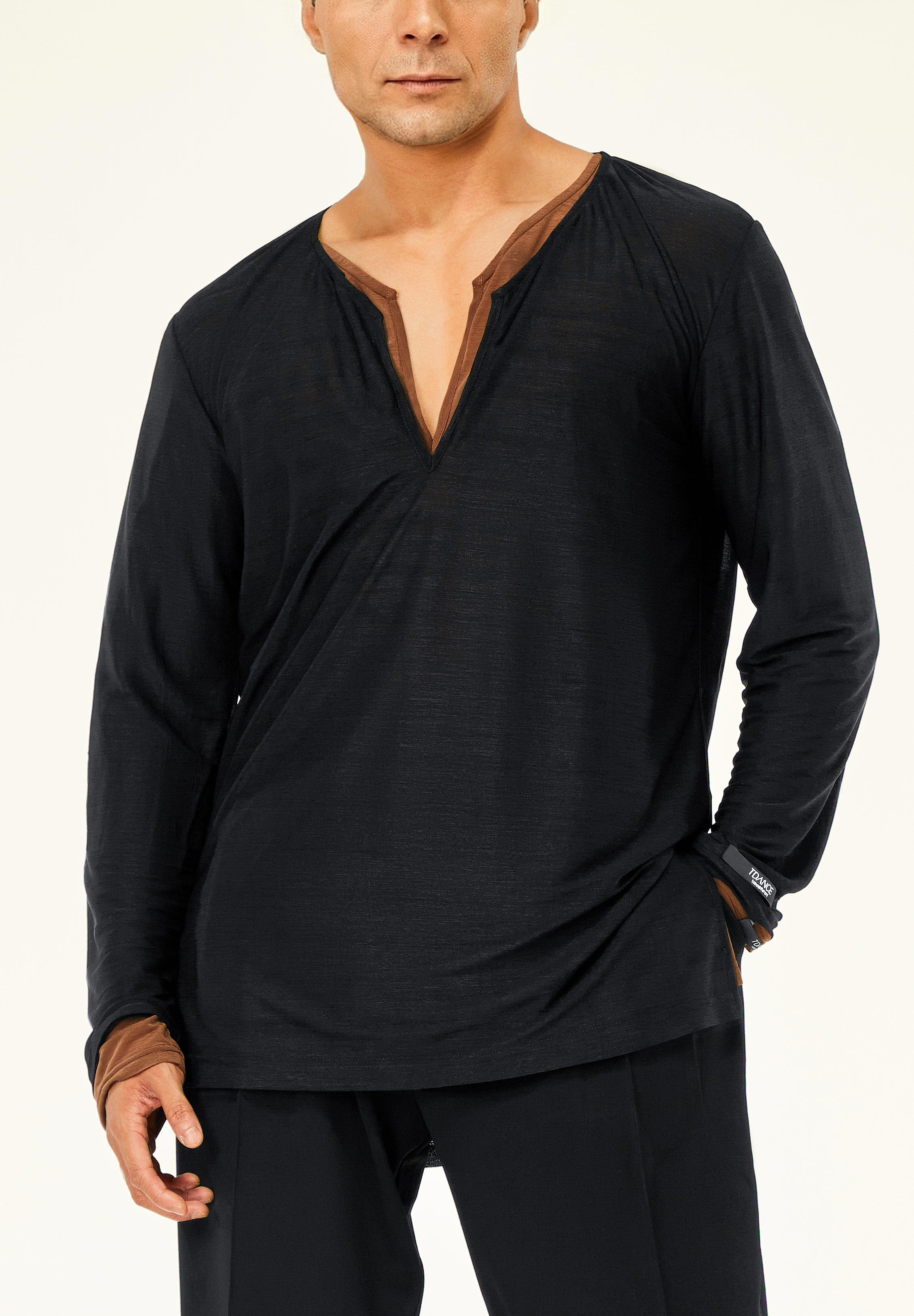 TDANCE Sheer Side Slit Shirt BS-0002-Black