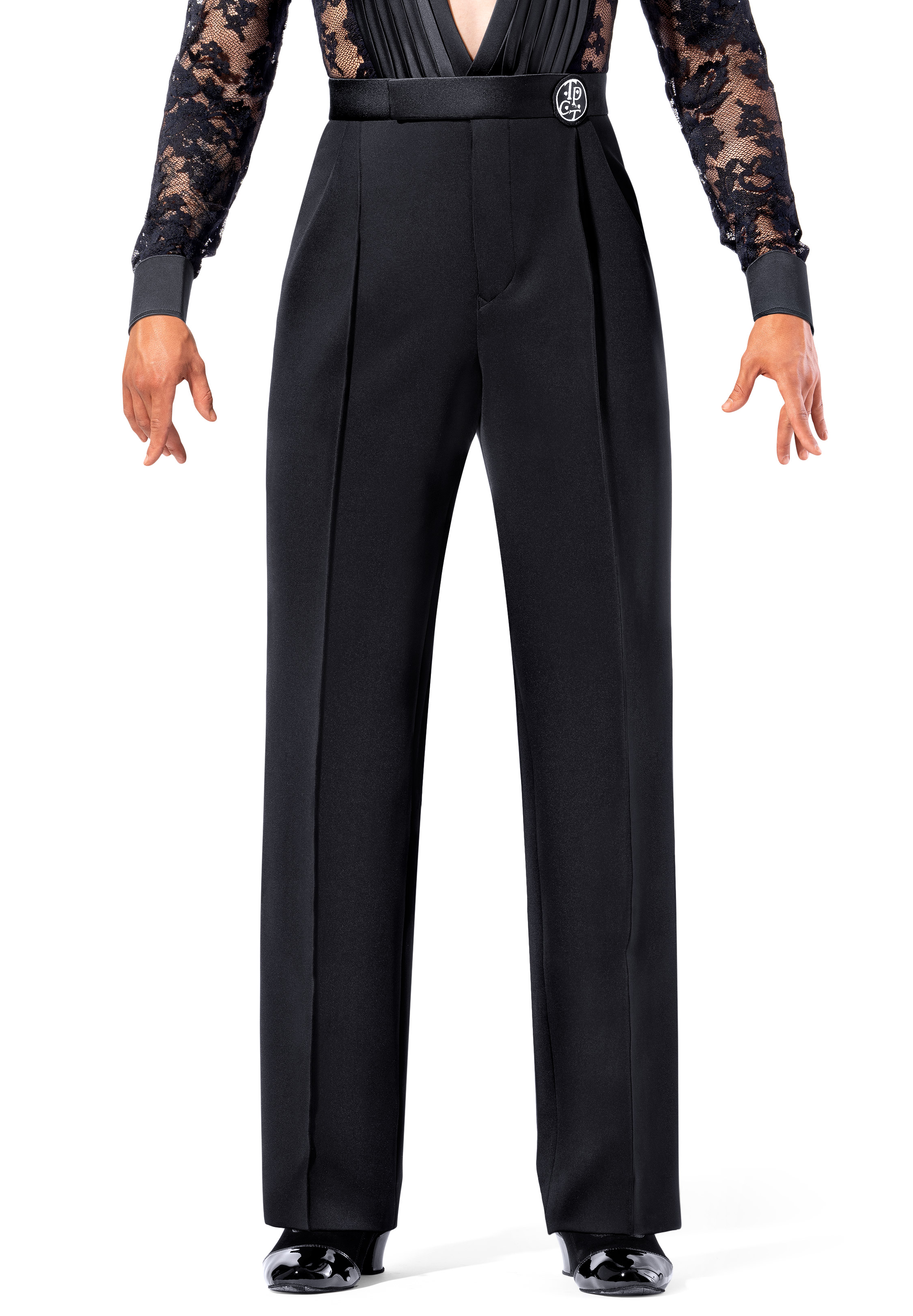 TPCT Mens Satin Binding Latin Trousers 004-Black