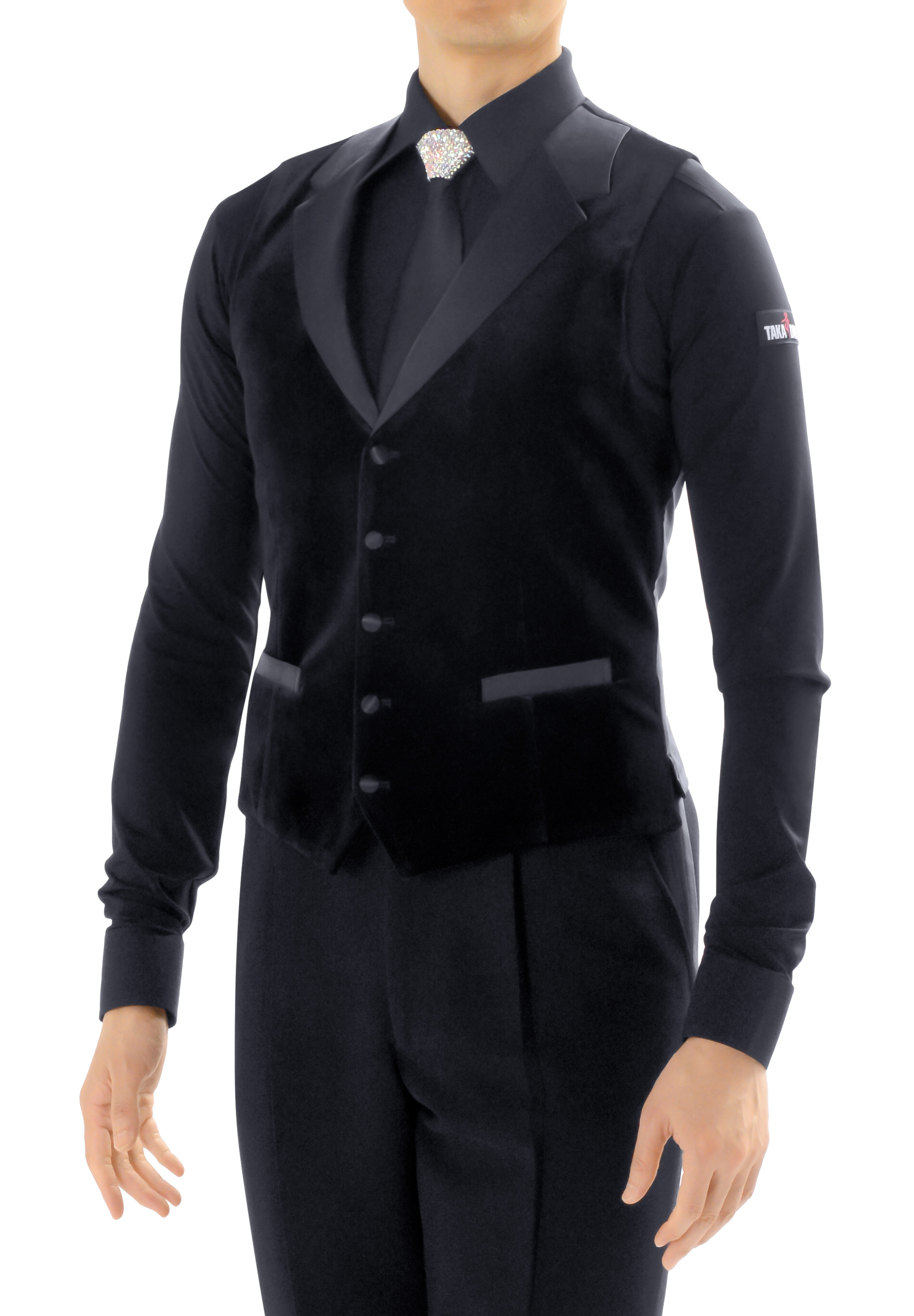 Taka Mens Ballroom Vest w/ Lapel MV12V-Black/Velore