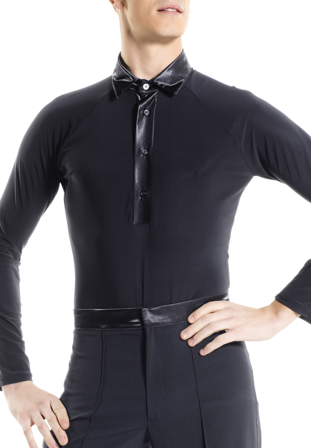 Victoria Blitz Mens Latin Performance Shirt Rino-Black