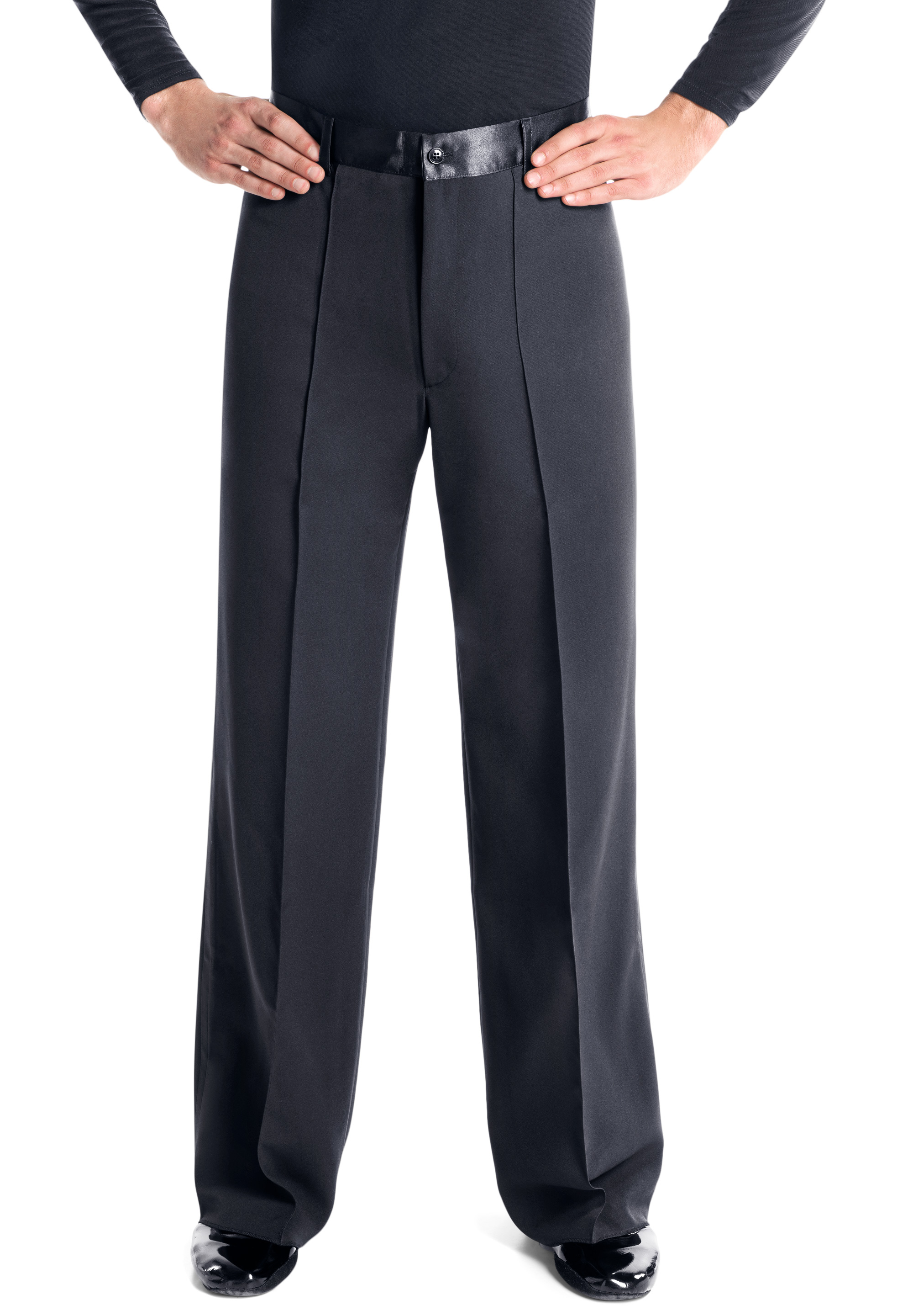 Victoria Blitz Mens Satin Waistband Trousers UOMO 0030-Black