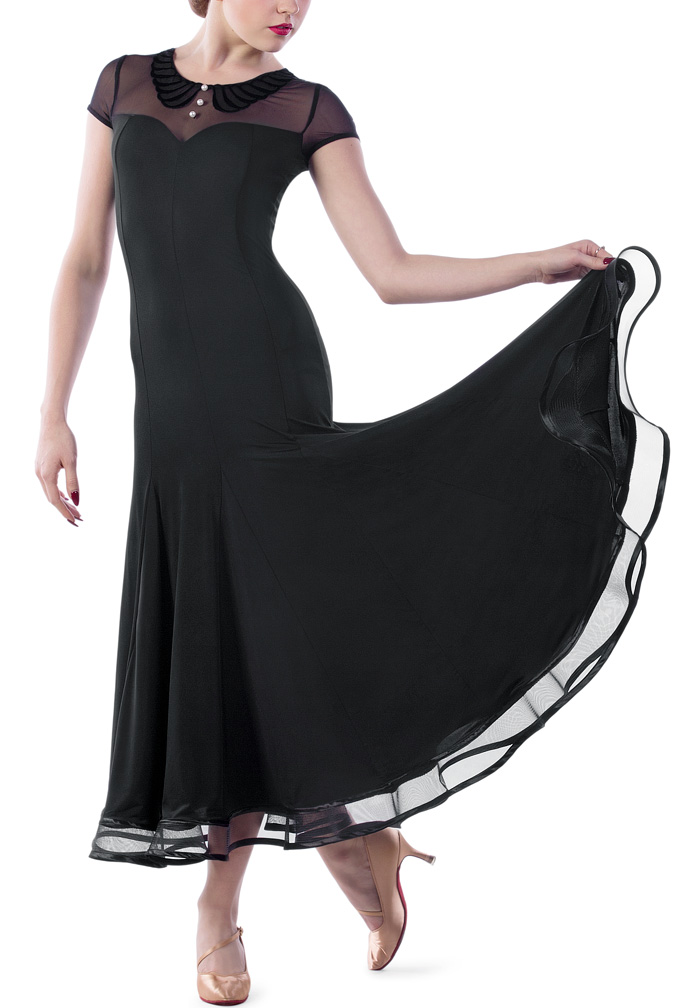 Dance Box Baby Collar Ballroom Dress P17120032-01 Black