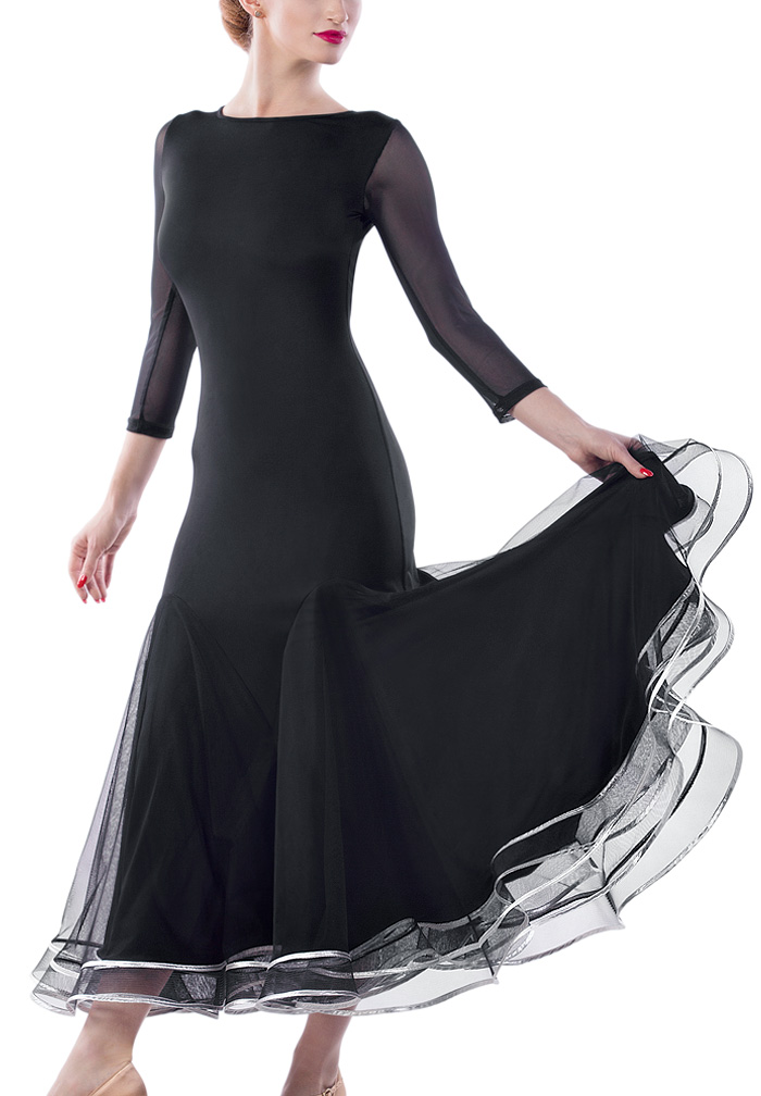 Dance Box Silver Waves Ballroom Dress P17120036-01 Black