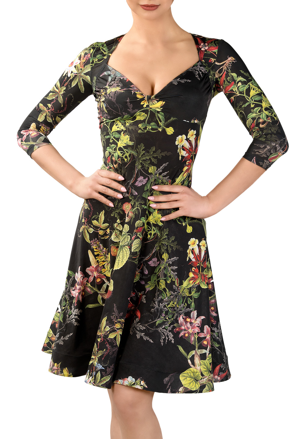 Dance Box Swing Time Latin Dress P18120020-04 Lotus Print