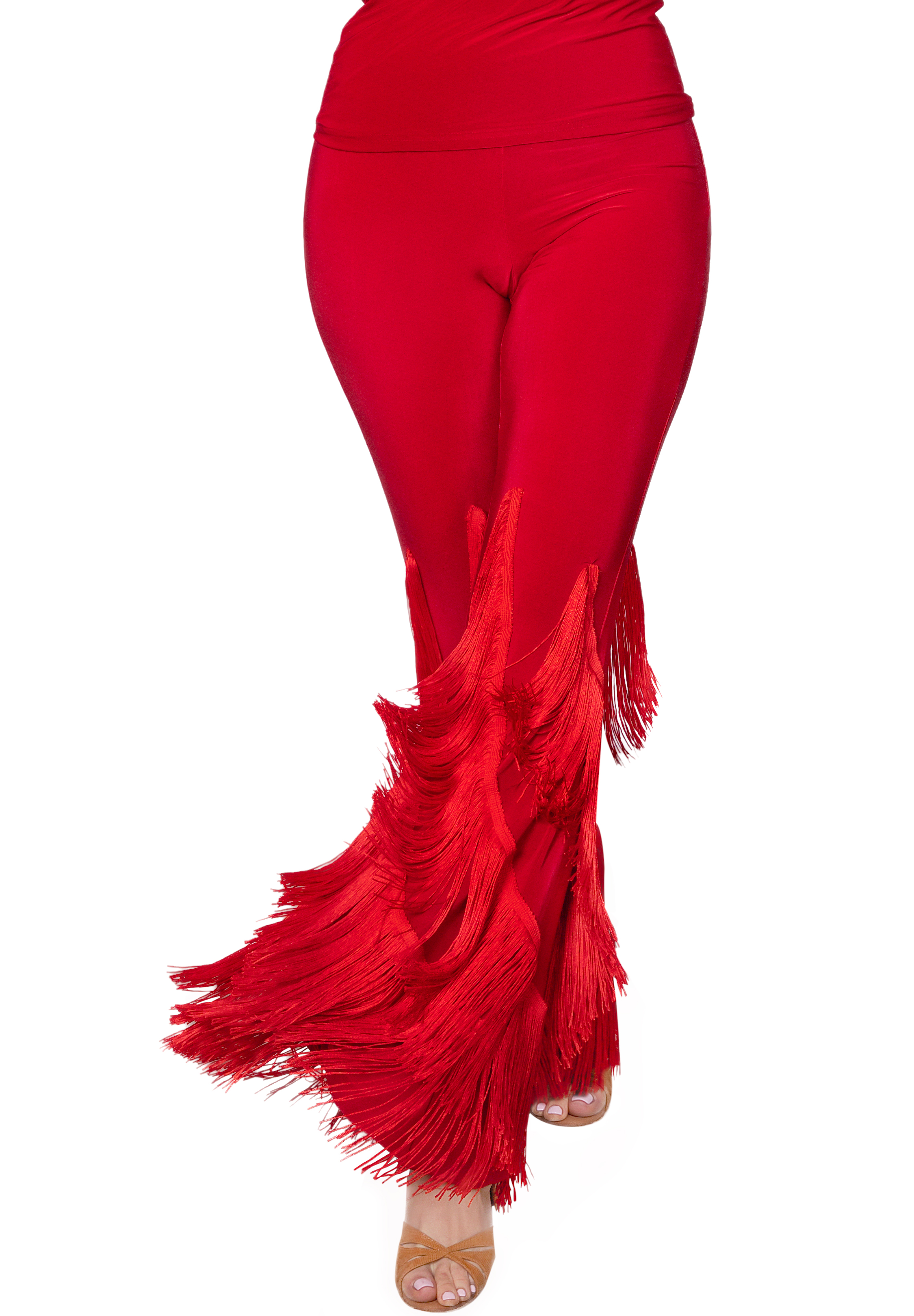Dance America P2411 - Spiral Fringe Pants-Red