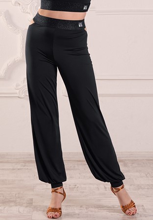 Dance Box Slashed Jazz Pants P23120027-01 Black