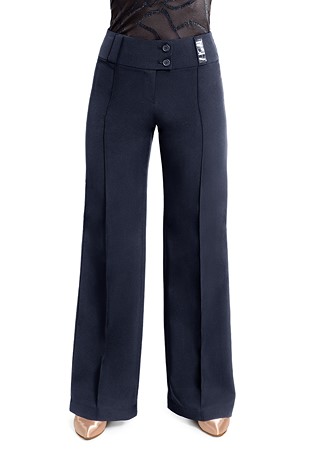 Tasha by Popcon Wide Waistband Buttoned Pants TWMP001-Black
