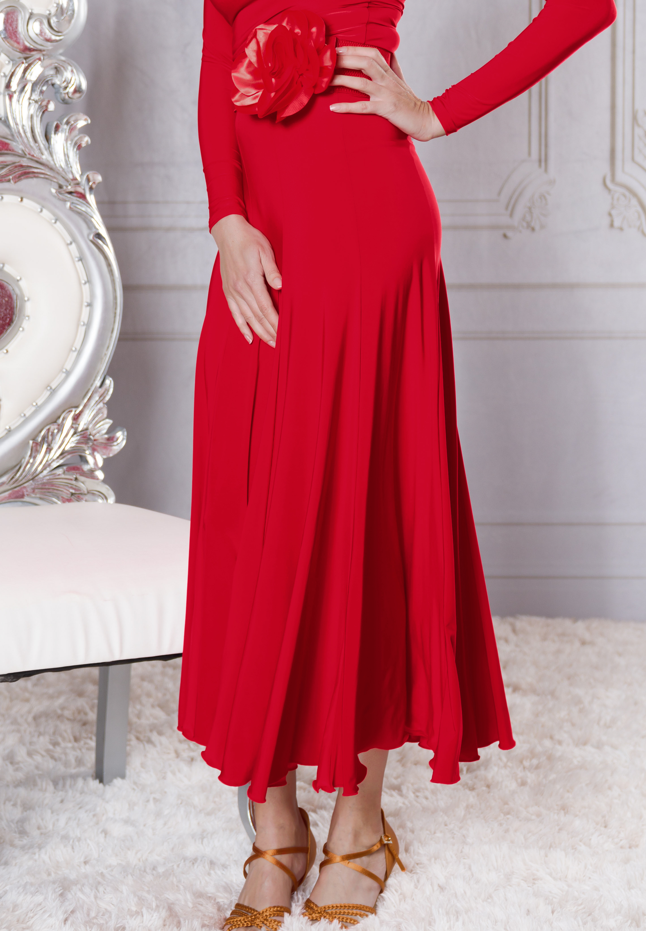 Dance America S2405 - 8 Panel Simple Skirt-Red