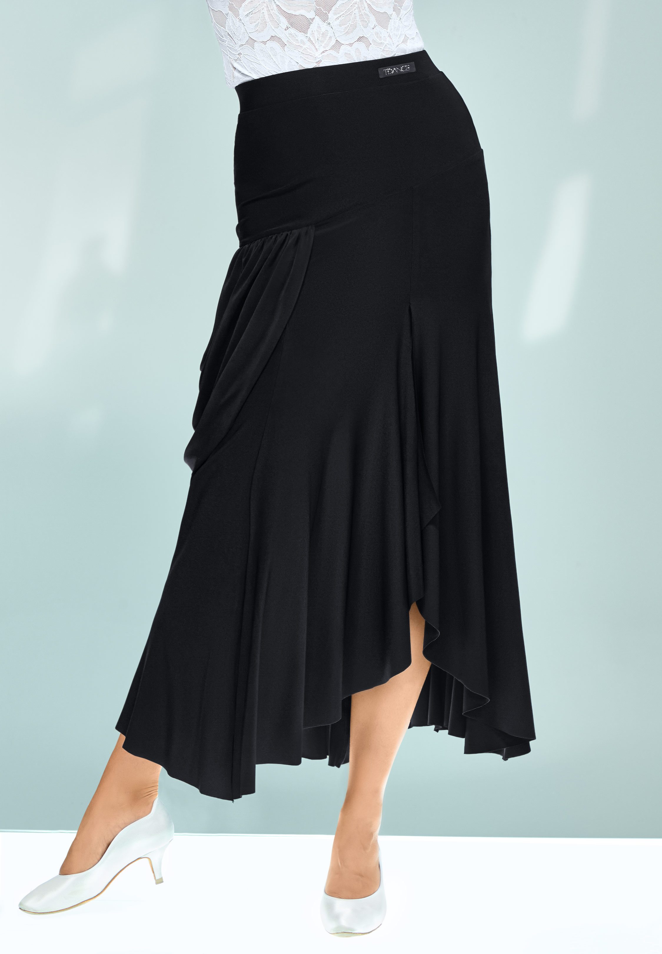 TDANCE Draped Side Midi Skirt JM-0158-Black