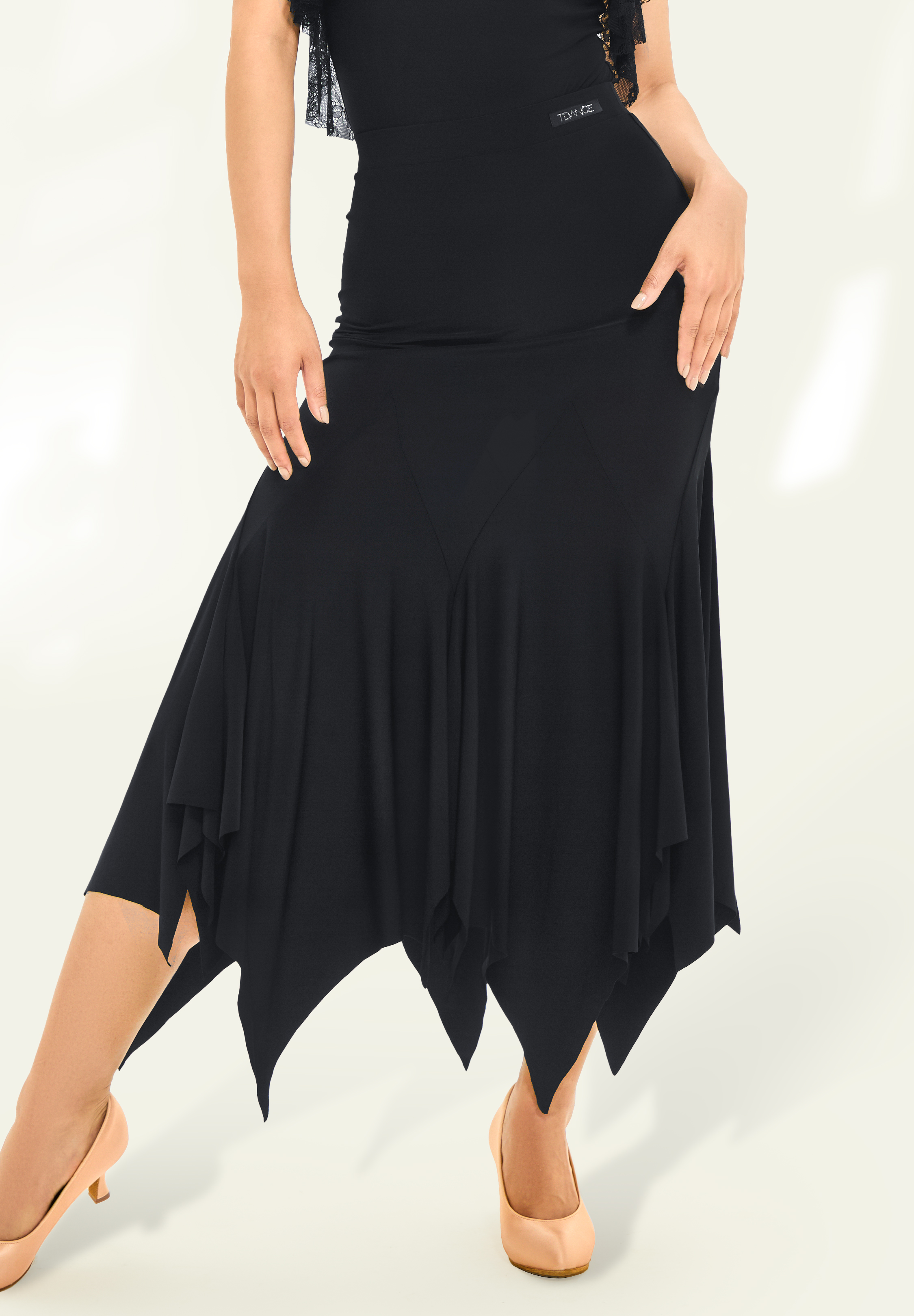 TDANCE Jagged Handkerchief Midi Skirt JM-0123-Black
