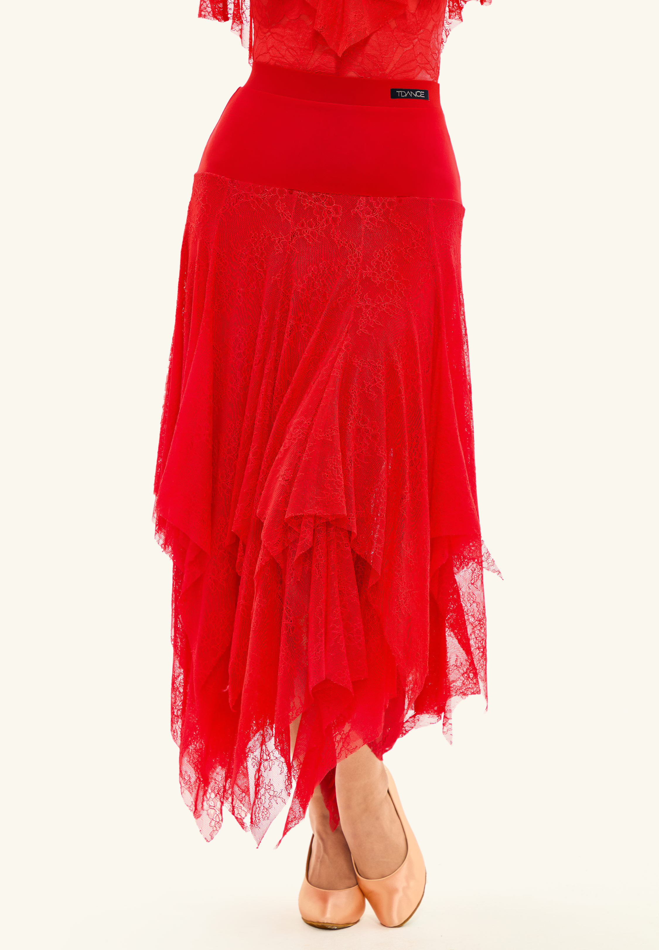 TDANCE Lace Handkerchief Midi Skirt JM-0121-Red