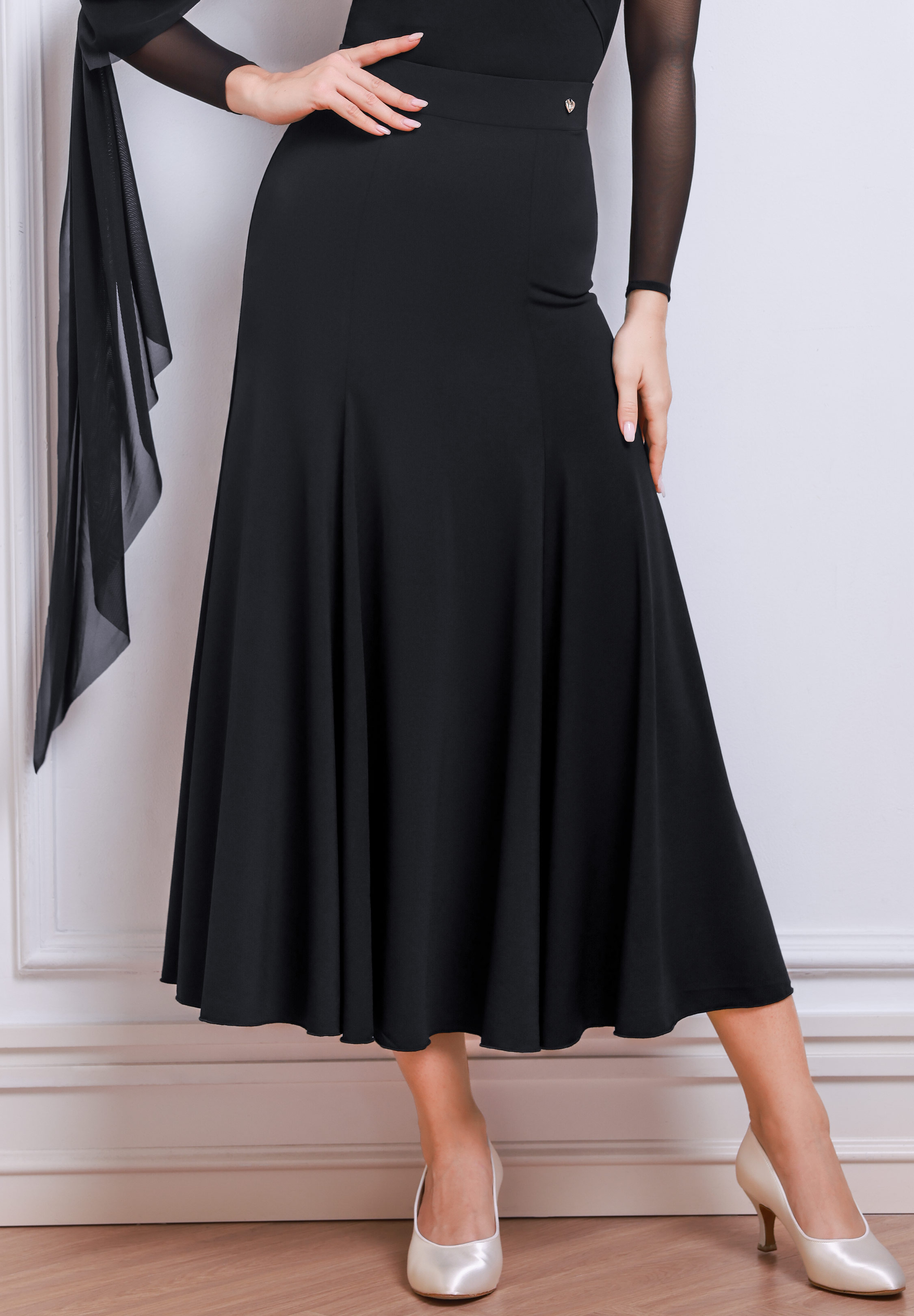 TID Gliding Side Slit Skirt S043-Black