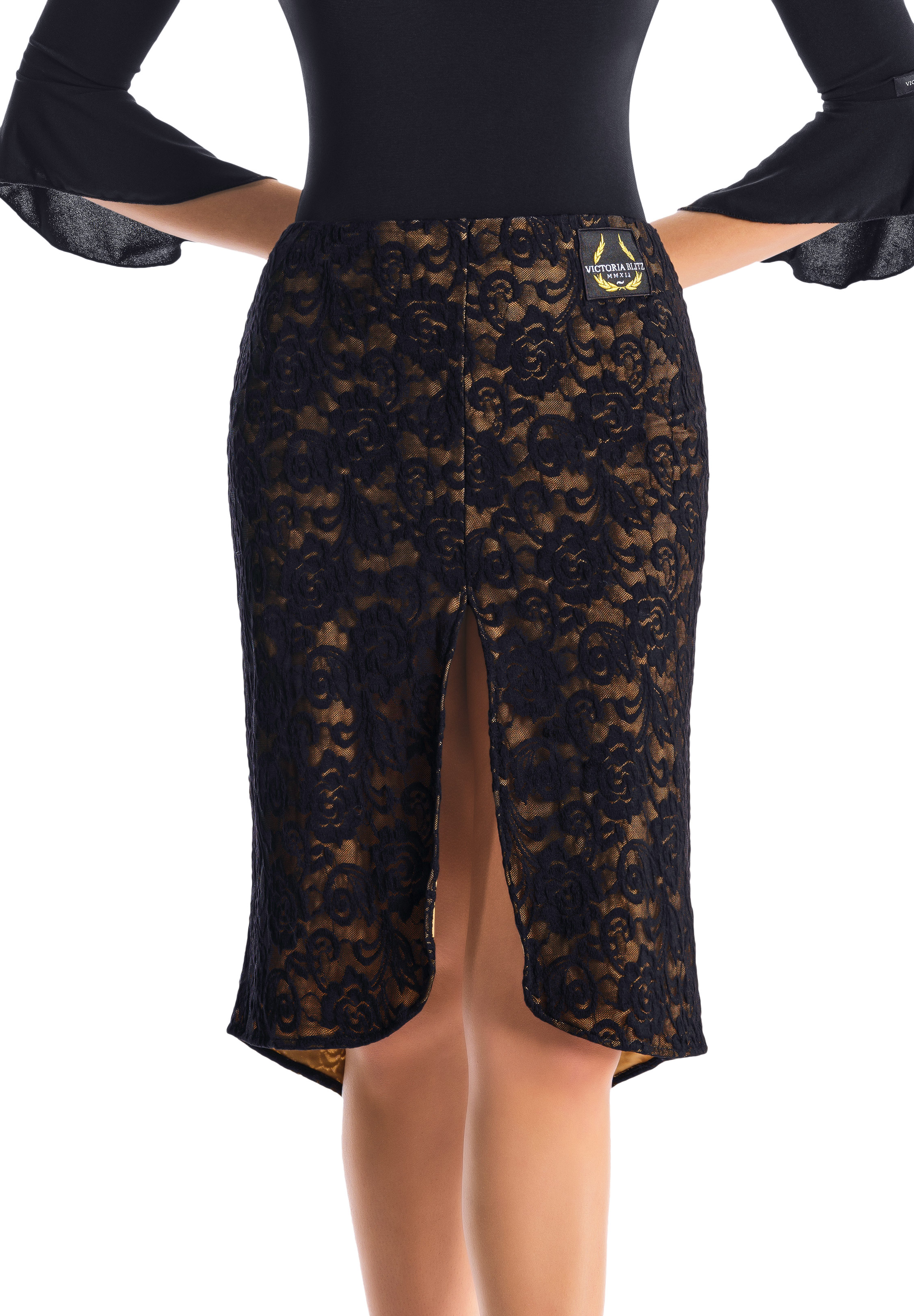 Victoria Blitz Canicatti Split Latin Skirt-Black