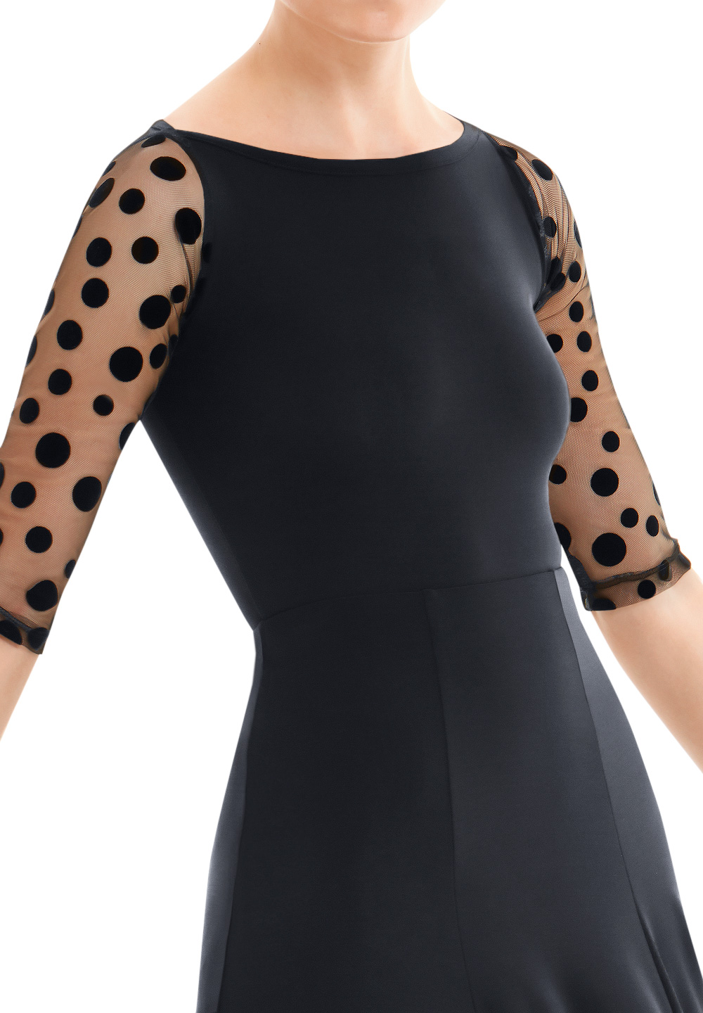 Armando Boat Neck Basic Dance Body 00064-Black/Dots