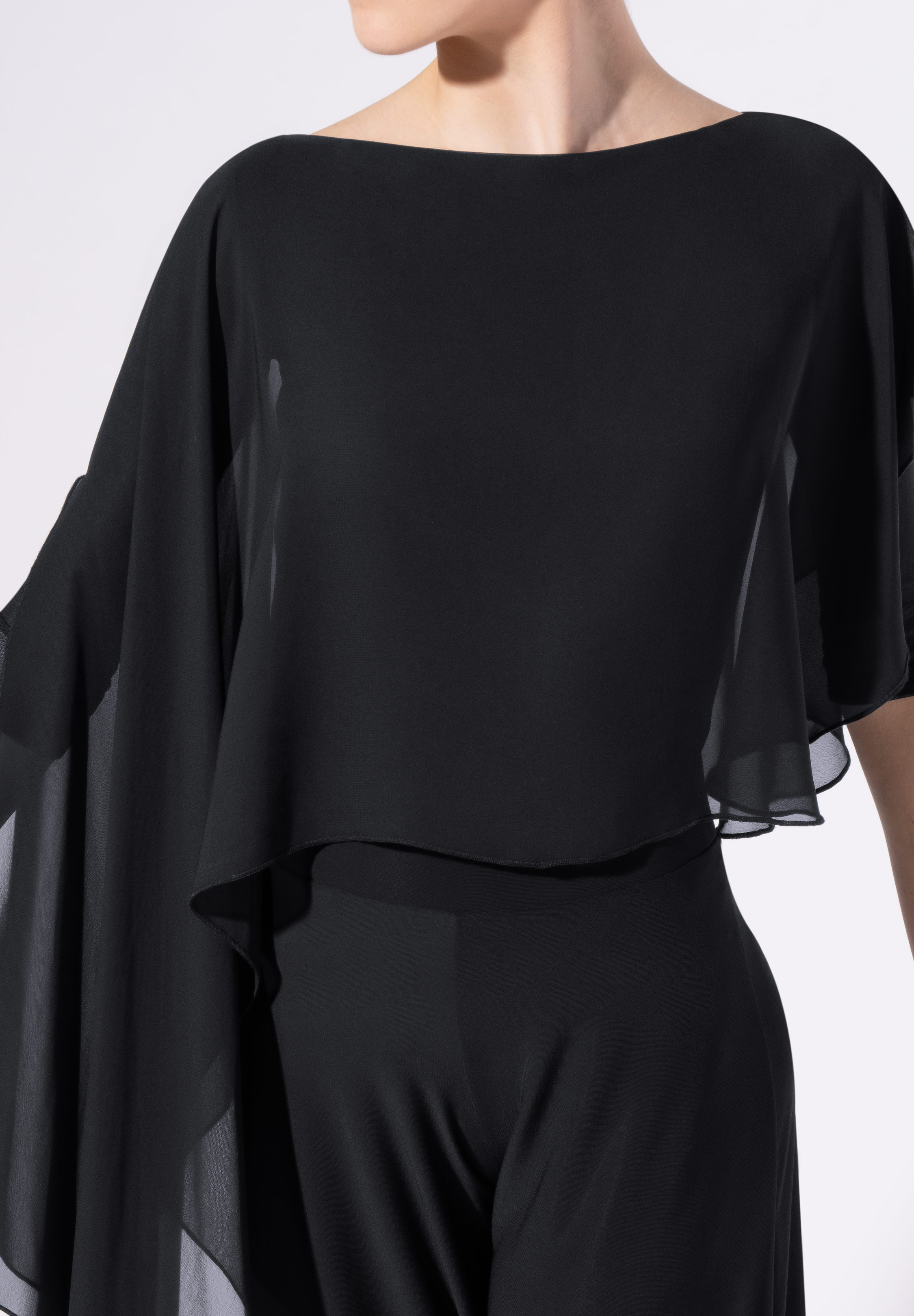 Armando Ladies Frill Sleeve Dance Top 00240-Black