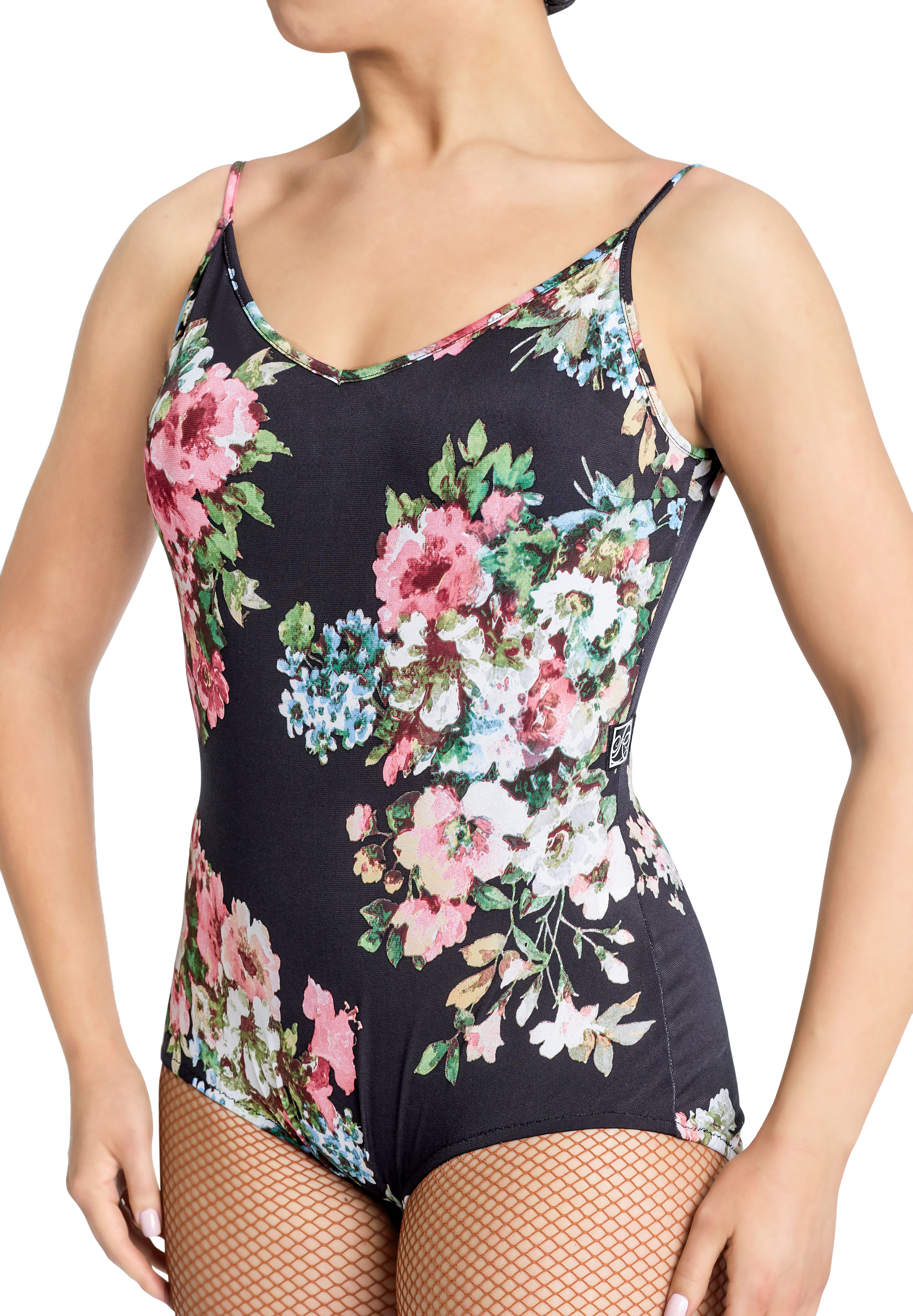 PopconAtelier Spaghetti Strap Dance Body 022-01 Black/Multicolor Flower