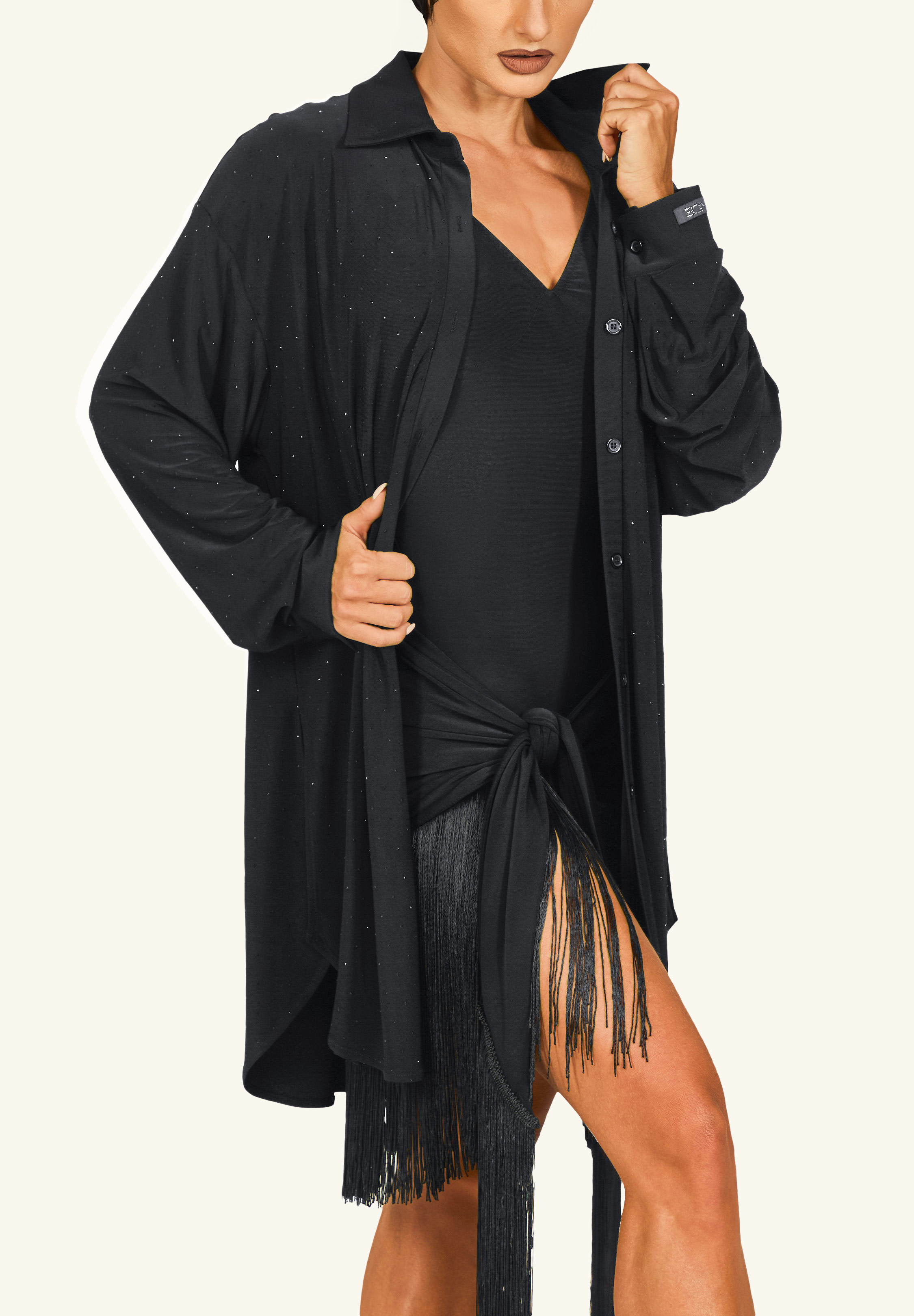 TDANCE Button Up Flow Shirt GL-0216-Black