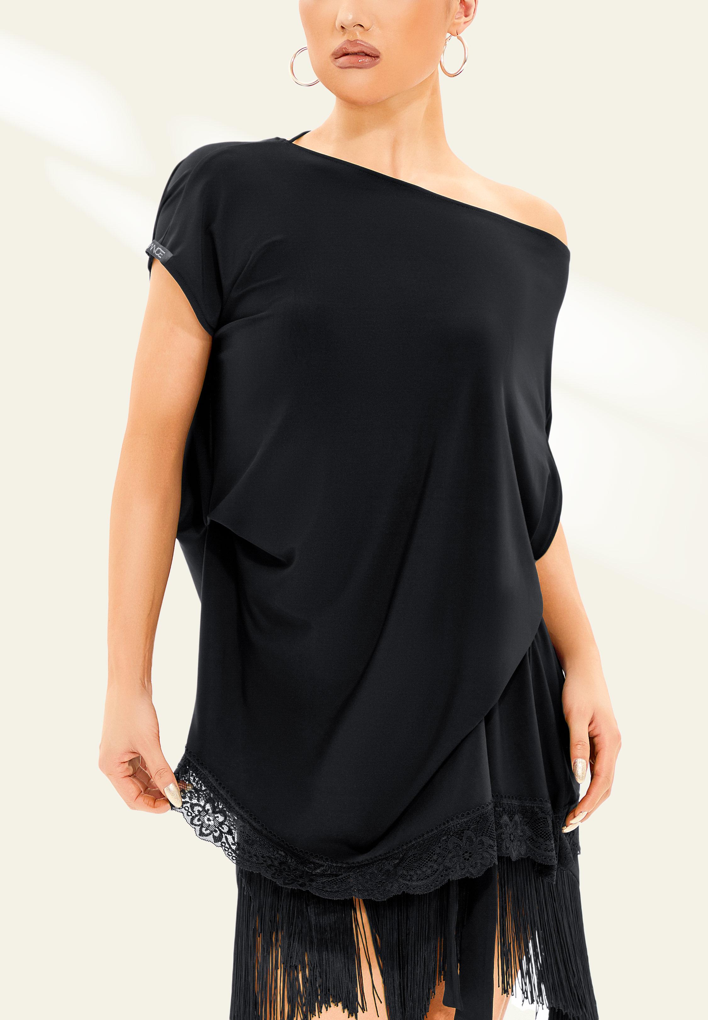 TDANCE Flowy Draped Off-Shoulder Top GL-0107-Black