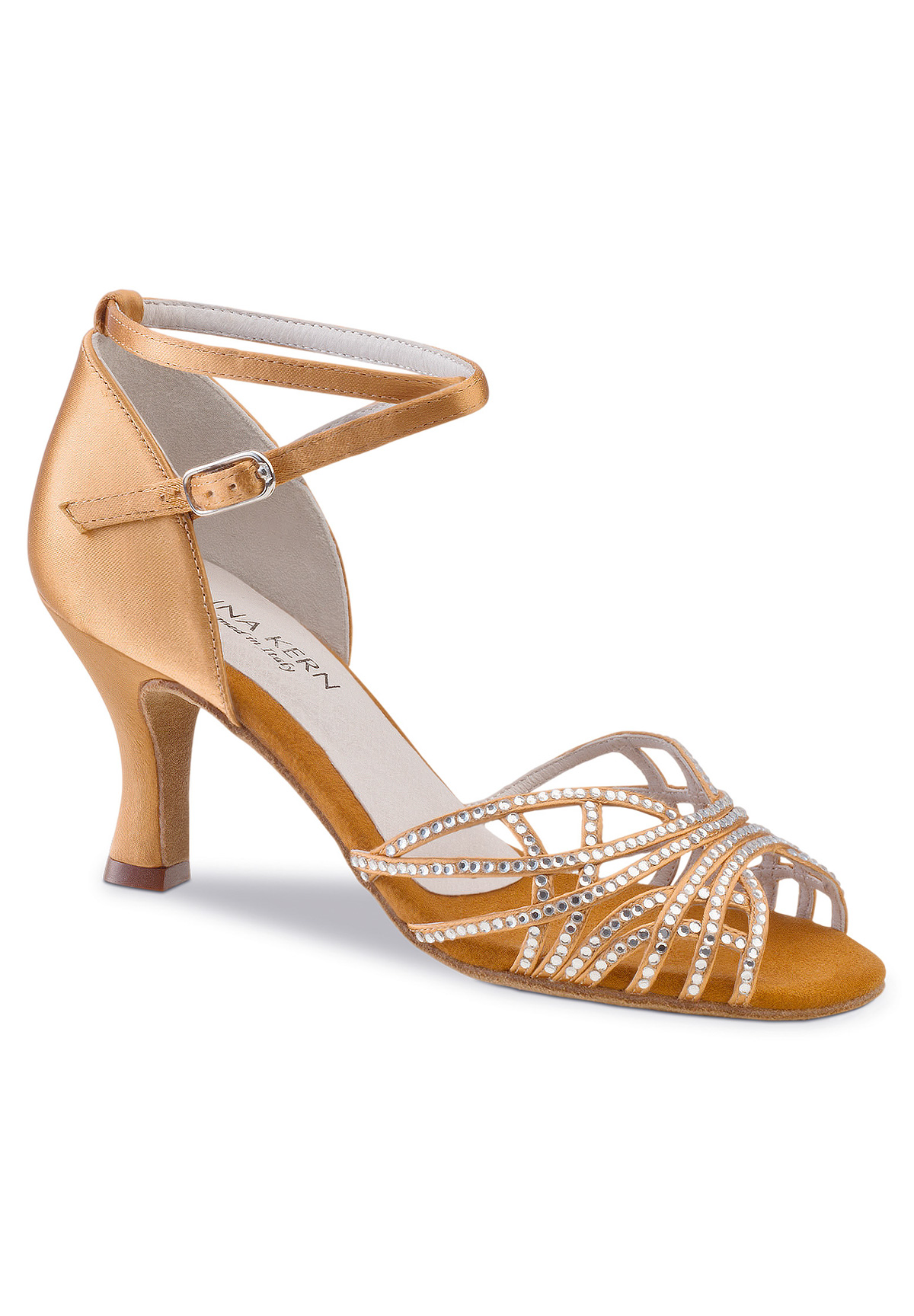 Anna Kern Dorette 700-60 Crystallized Dance Shoes-Bronce Satin