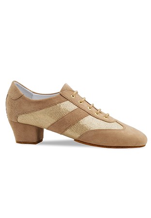 Anna Kern Sandrine Ladies Practice Shoes-Suede Beige/Print Gold