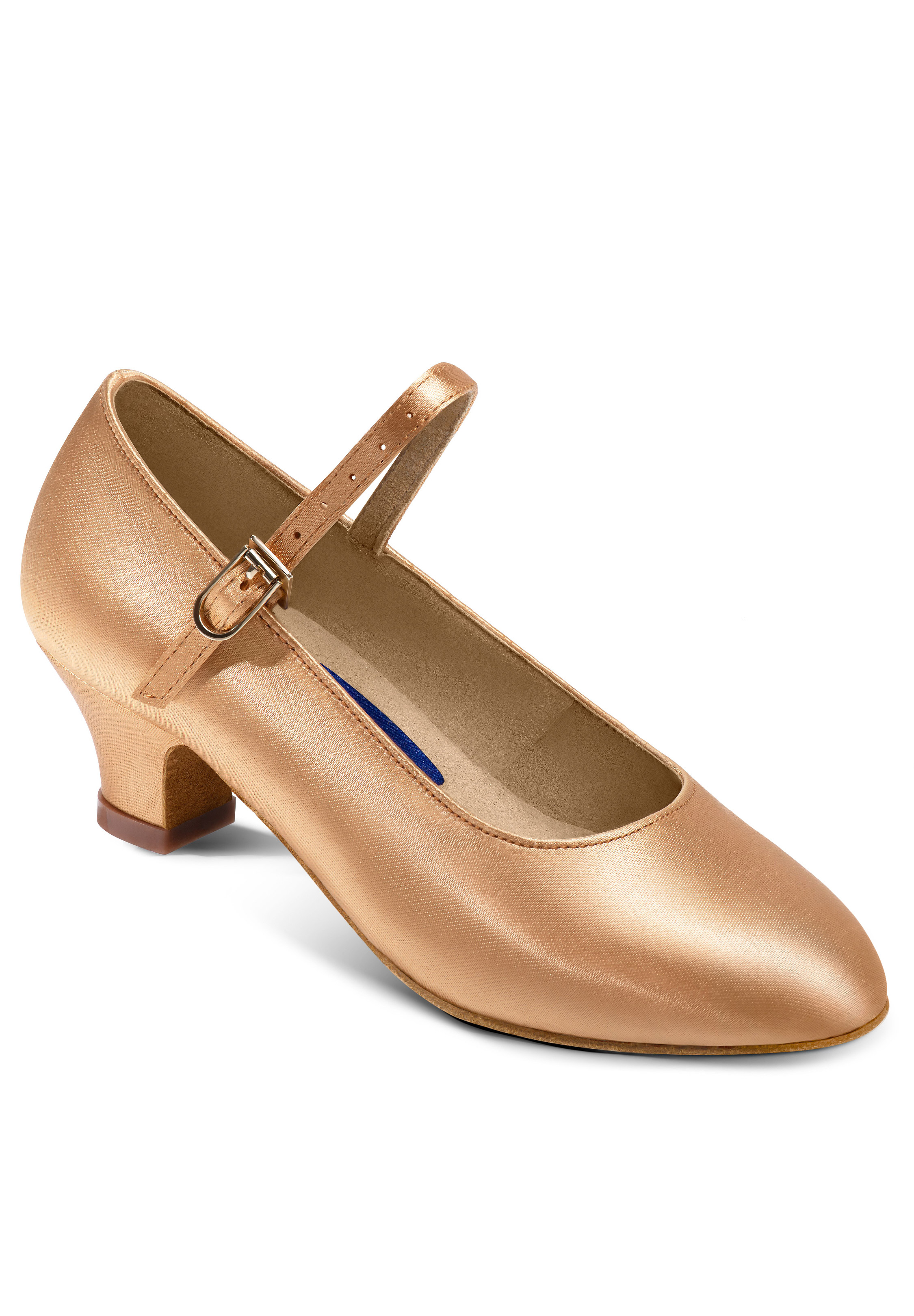 Dance America Logan Girls Ballroom Shoes-Light Tan Satin