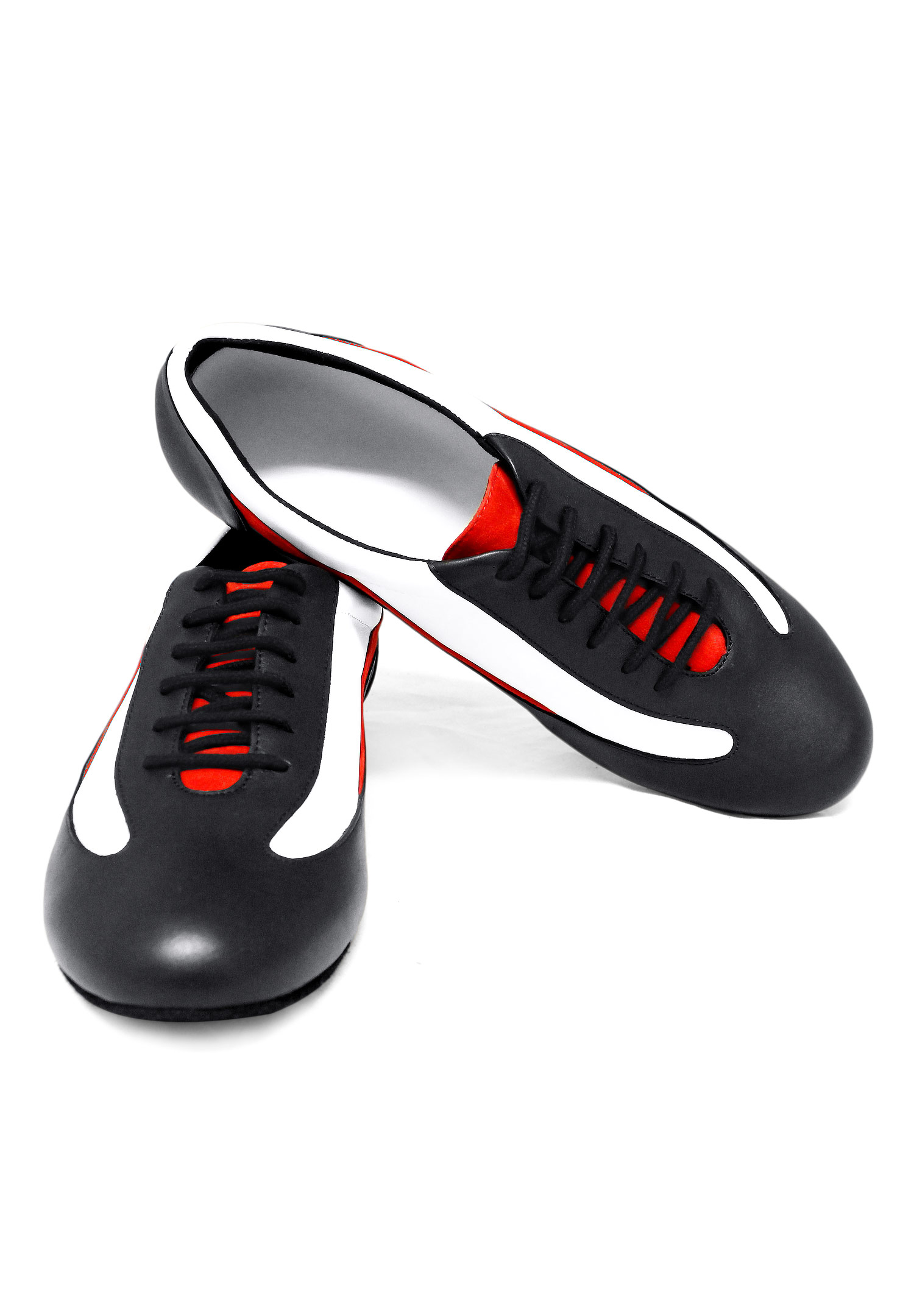 Dance Naturals Polo Art. 141-Black/White Leather & Red Suede