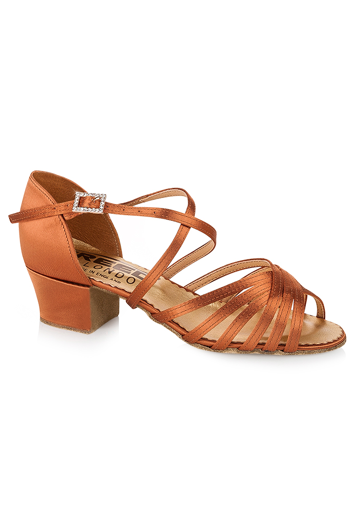 Freed of London Satine Latin Dance Shoes-Dark Tan Satin