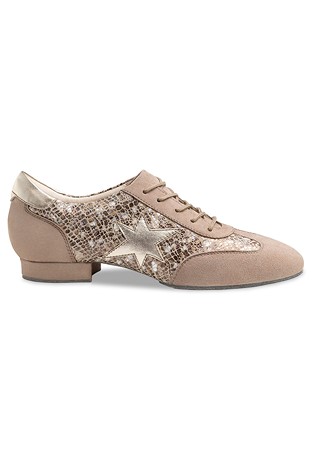 Werner Kern Ariana Ladies Practice Shoes 	 	 	-Printed Leather / Beige Suede
