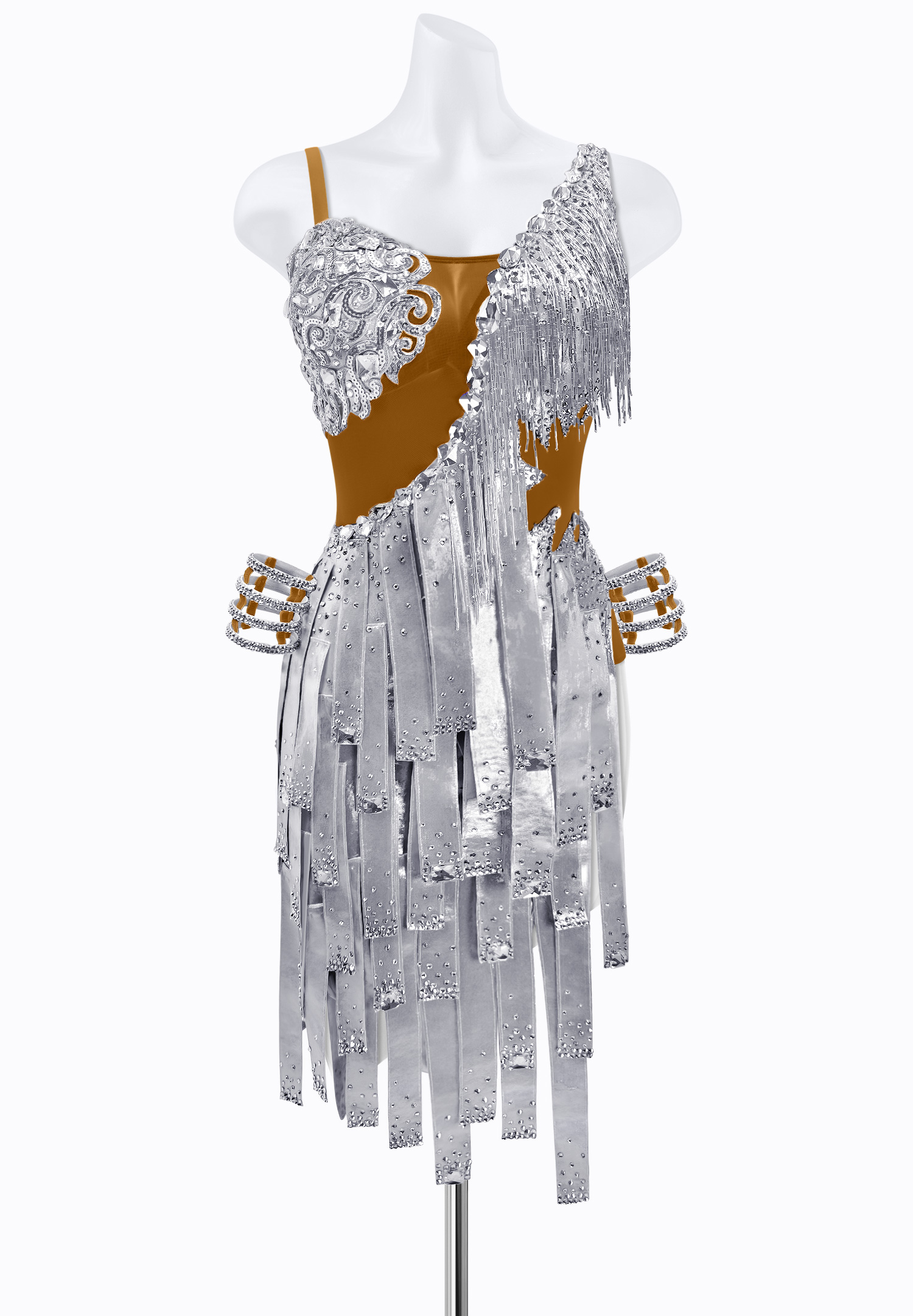 Metallic Mesh Latin Dress AM-L3738