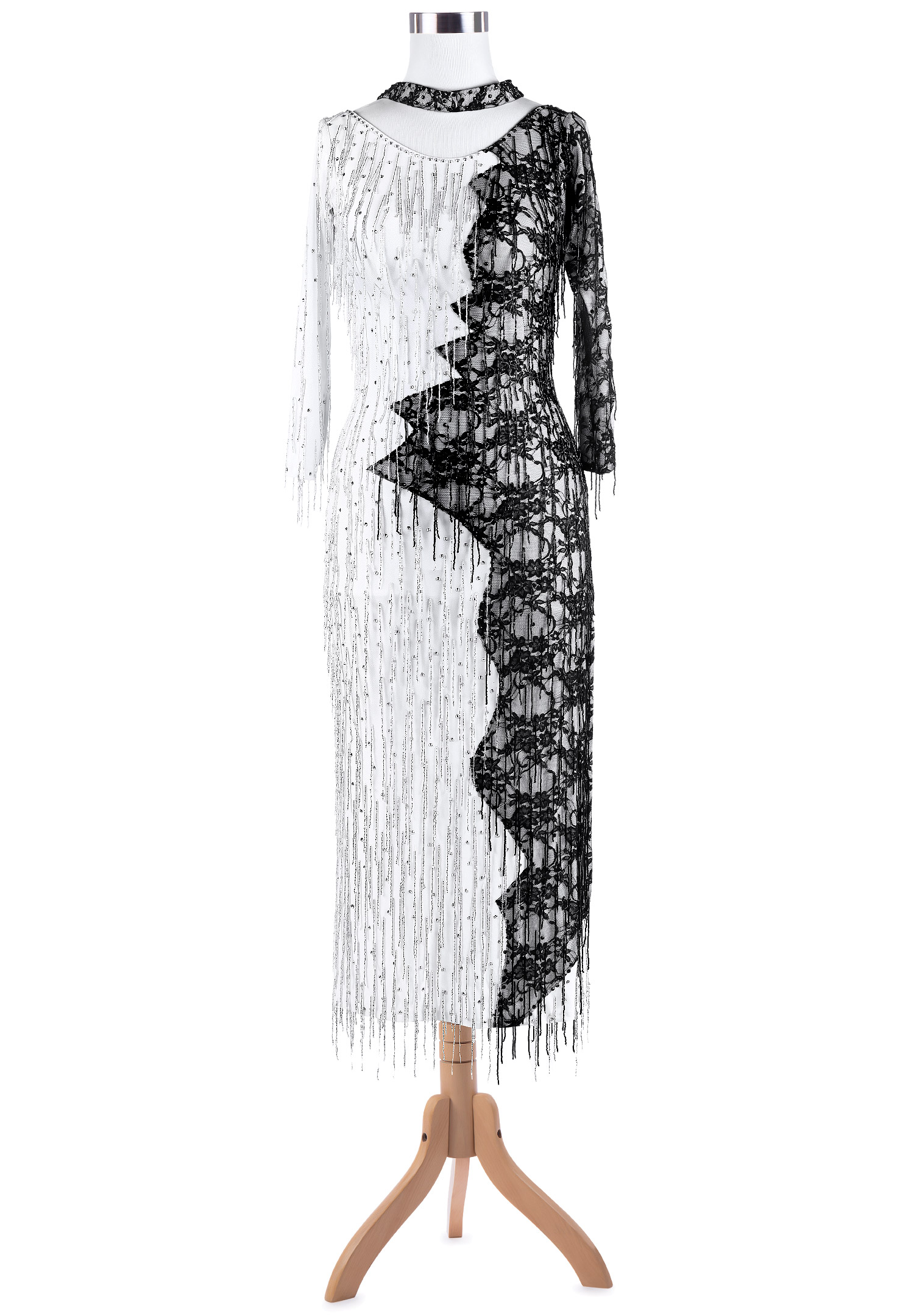 All Over Beaded Fringe Colorblock Latin Competition Dress VN-L5240