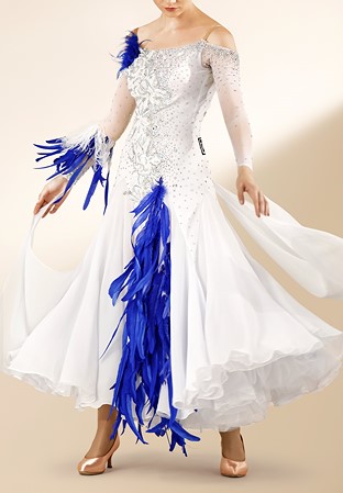 Angelic Feathered Ballroom Performance Gown PCWB19042