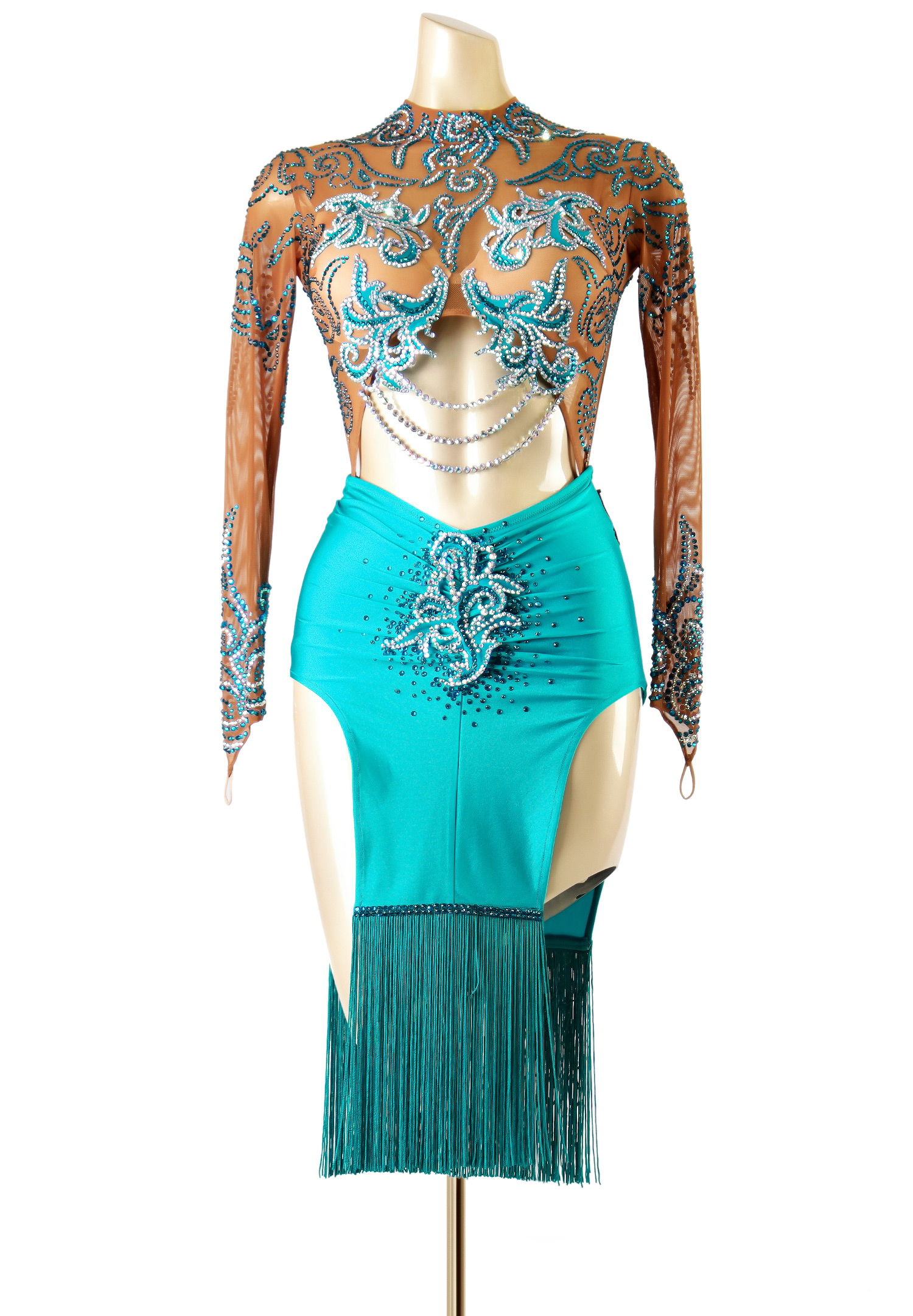 Antique Floral Applique Cutout Latin Dress PC-WL18003